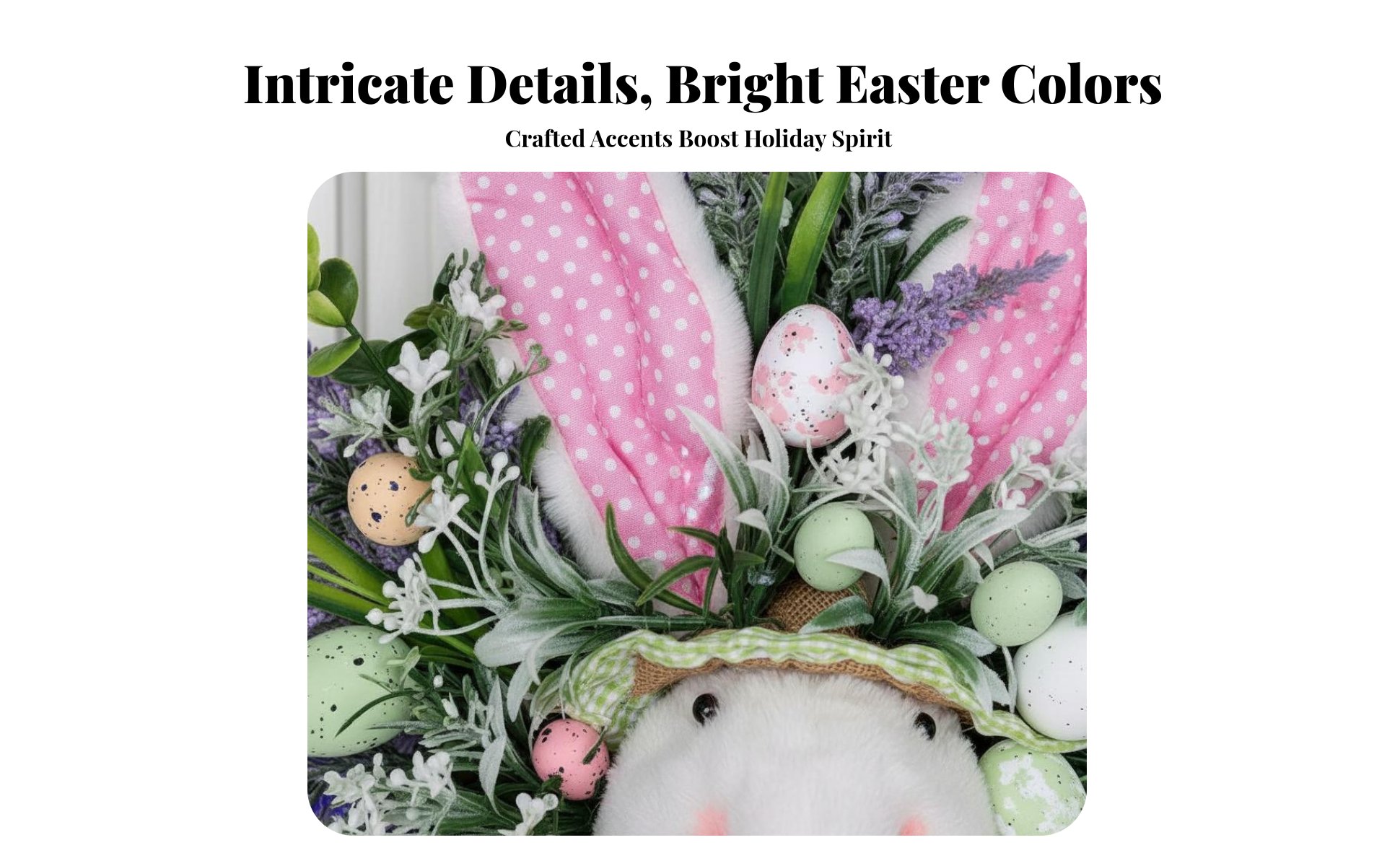 Easter Bunny Wreath Artificial Greenery Easter Door Decoration for Porch Decor