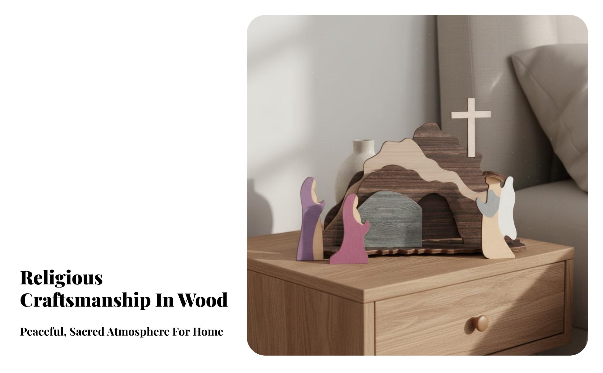 Wooden Easter Resurrection Scene He Is Risen Empty Tomb Decoration Set