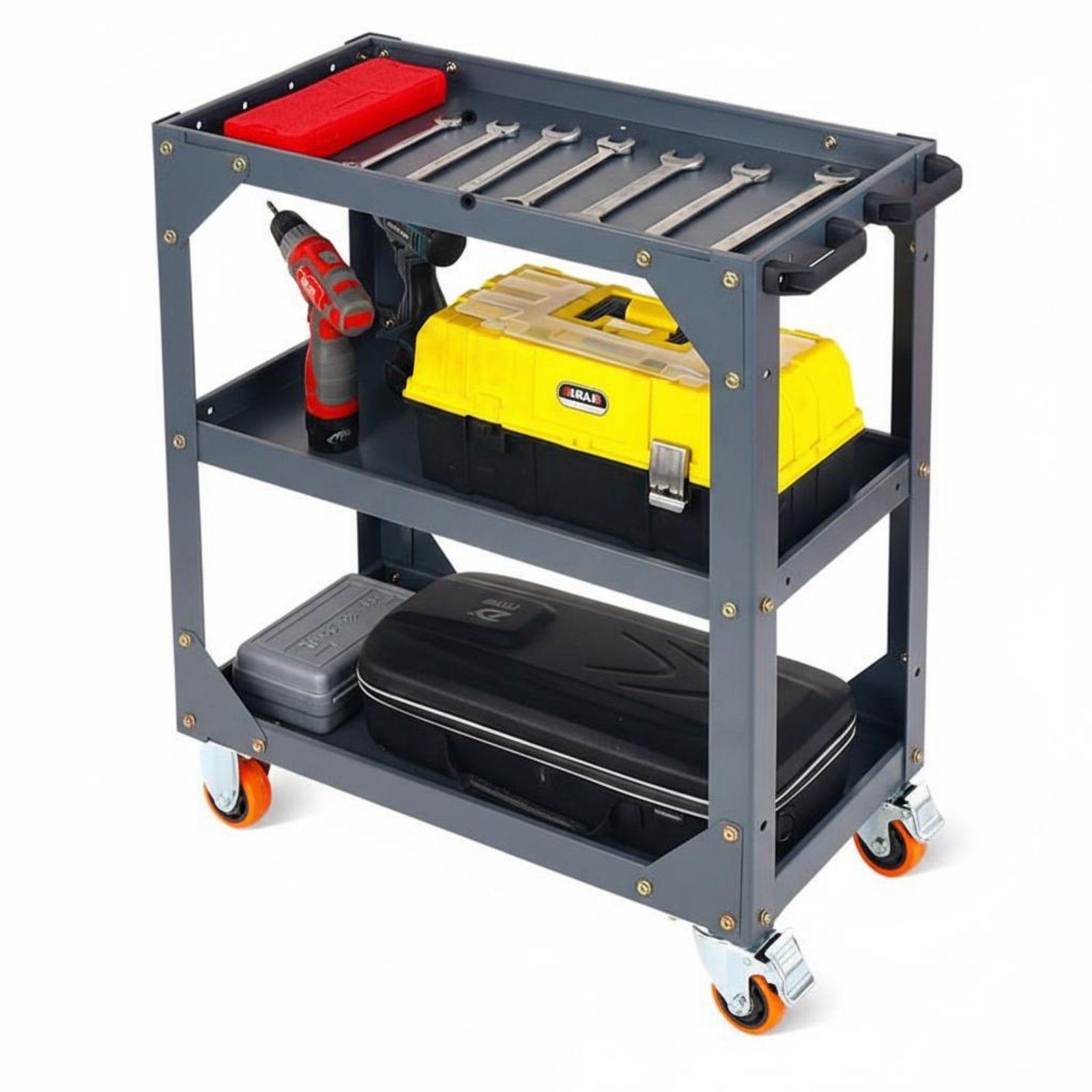 Mobile Tool Cart Thickened Steel Plate Tool Cart with Wheels Reinforced Frame