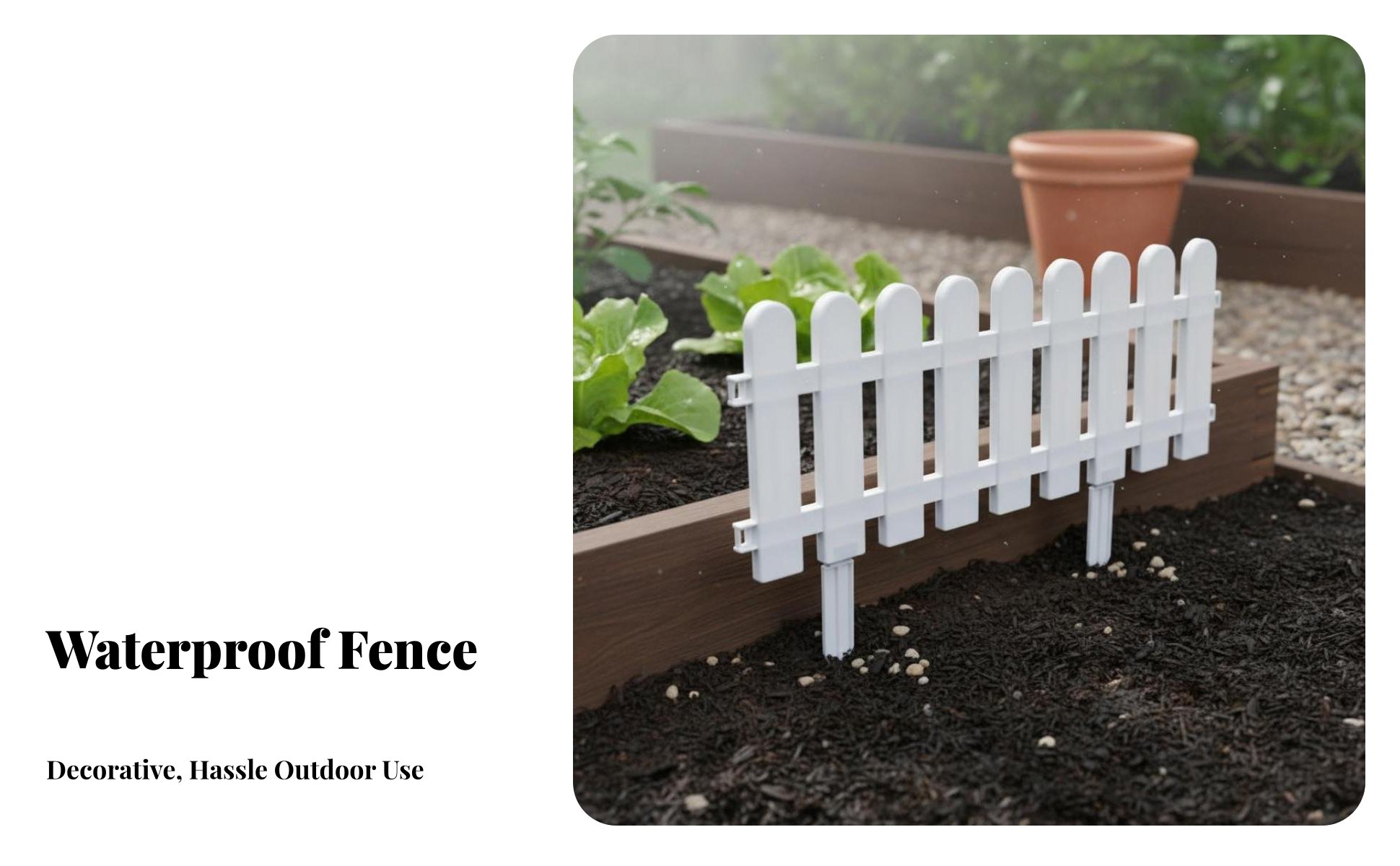 Plastic Garden Fence Easy Assembly White Plastic Picket Fence Lightweight