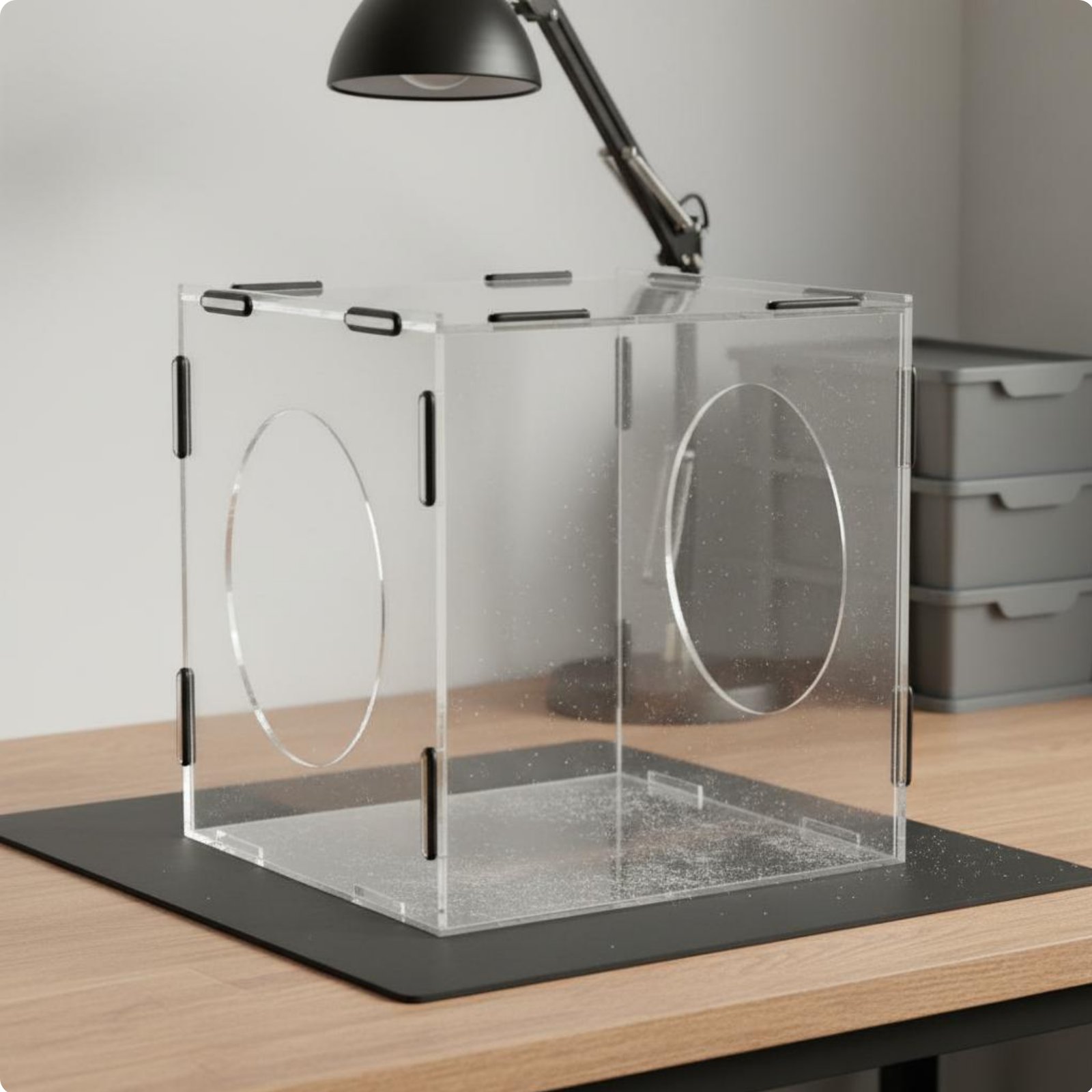 Dust Containment Box Clear Acrylic Shield Reduces Polishing Mess for Jewelry