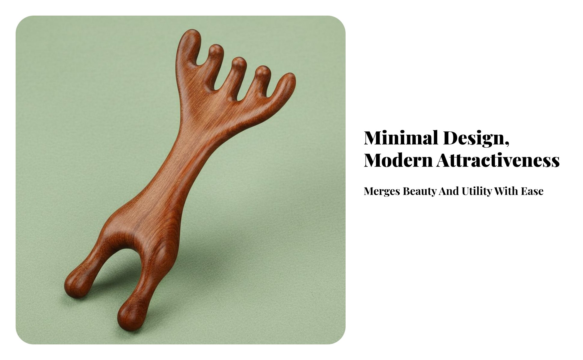 Sandalwood Meridian Comb Handheld Five-Prong Head Massager Promotes Relaxation