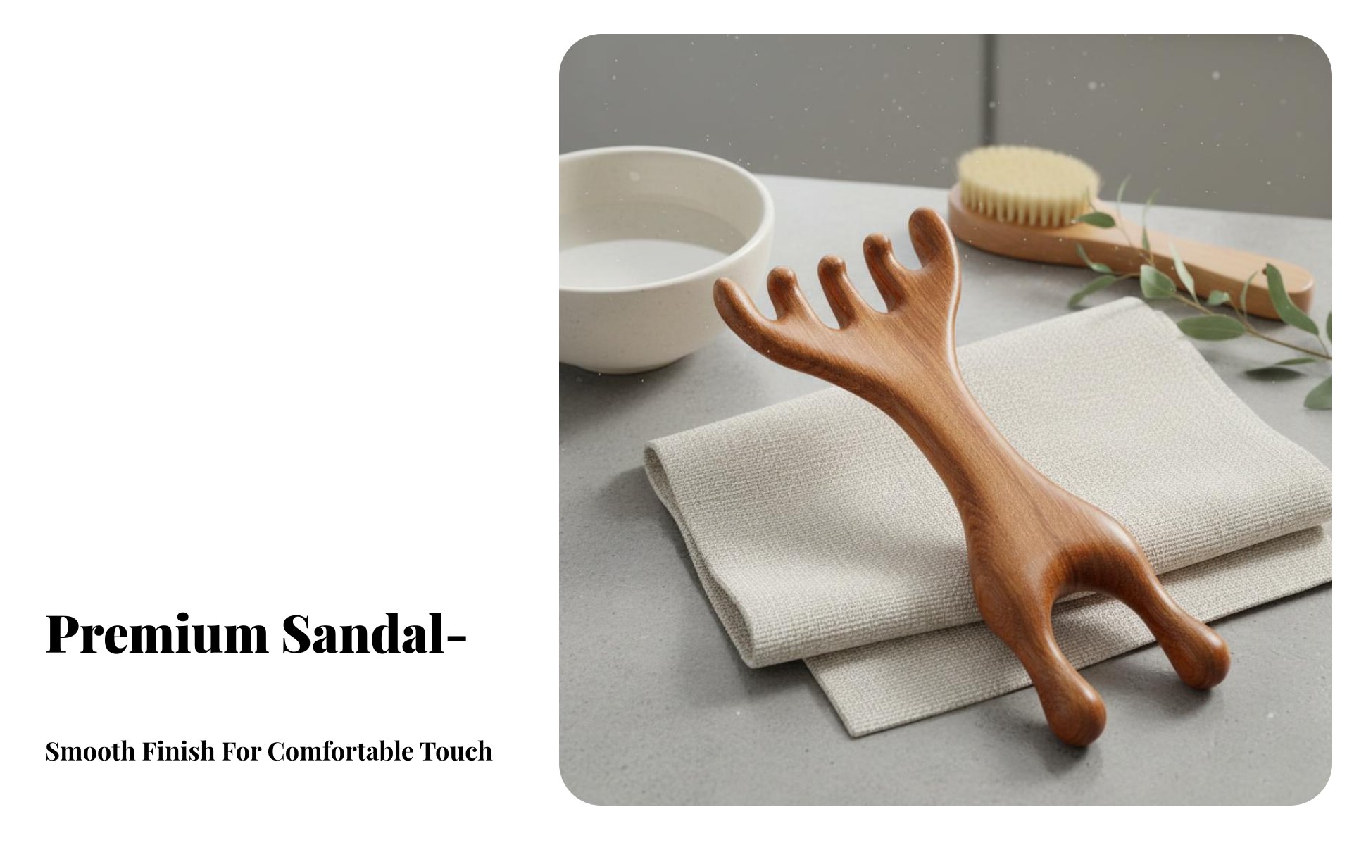 Sandalwood Meridian Comb Handheld Five-Prong Head Massager Promotes Relaxation