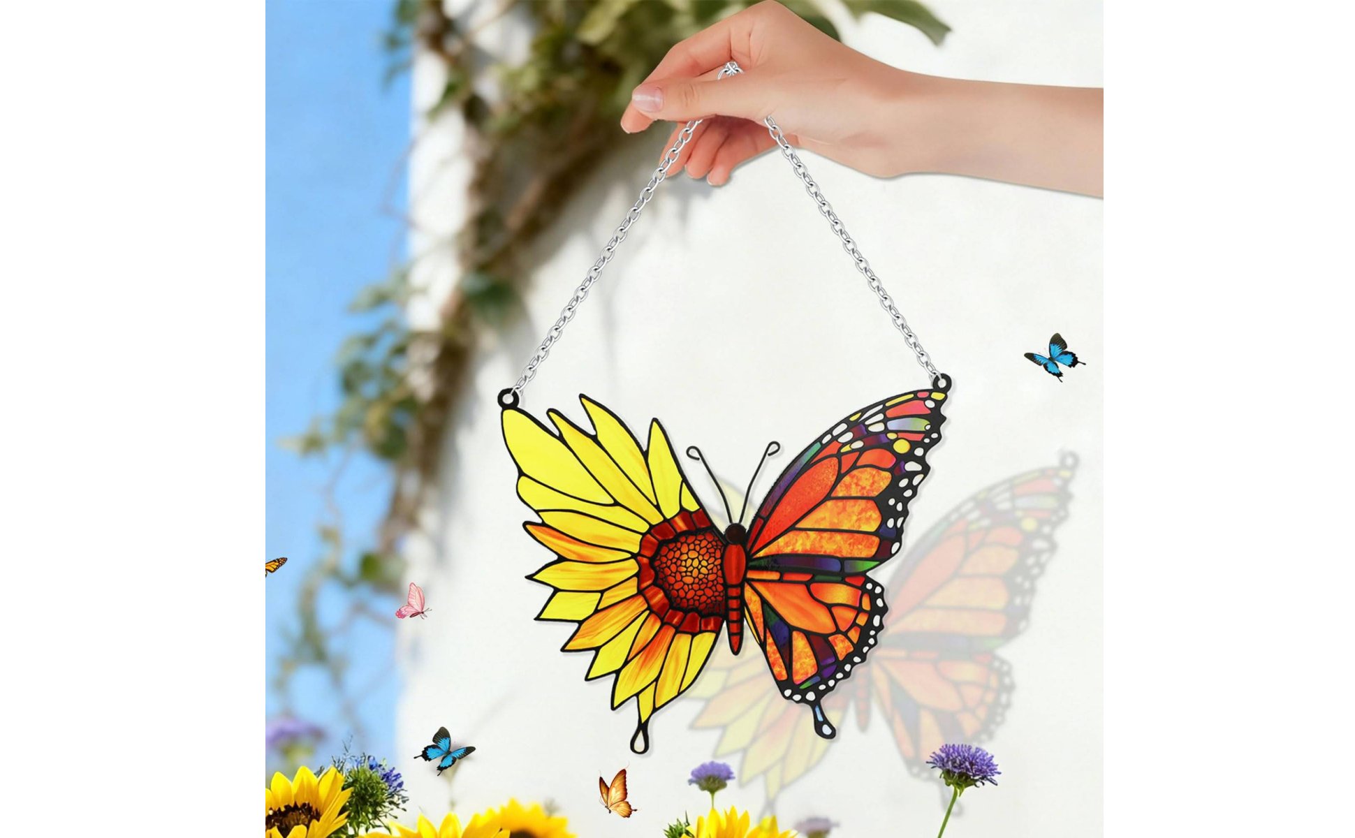Butterfly Blossom Suncatcher Light Catching Luna Moth Suncatcher for Gardeners