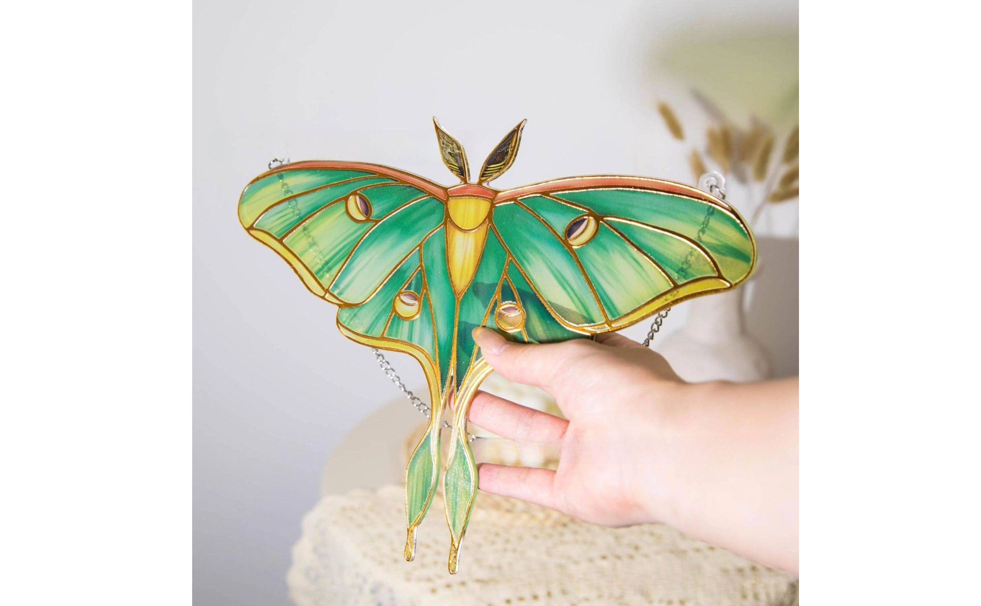 Butterfly Blossom Suncatcher Light Catching Luna Moth Suncatcher for Gardeners