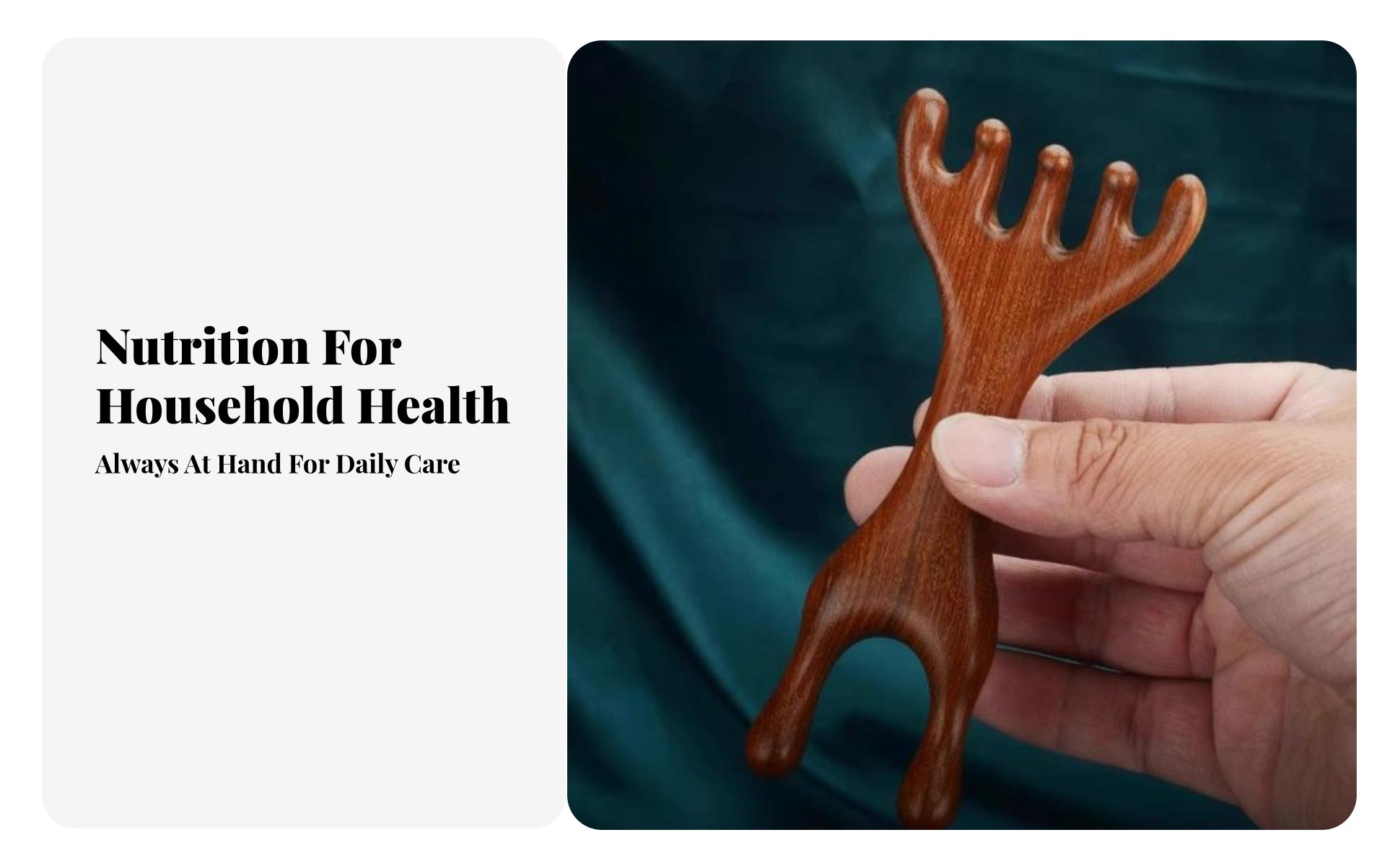 Sandalwood Meridian Comb Handheld Five-Prong Head Massager Promotes Relaxation