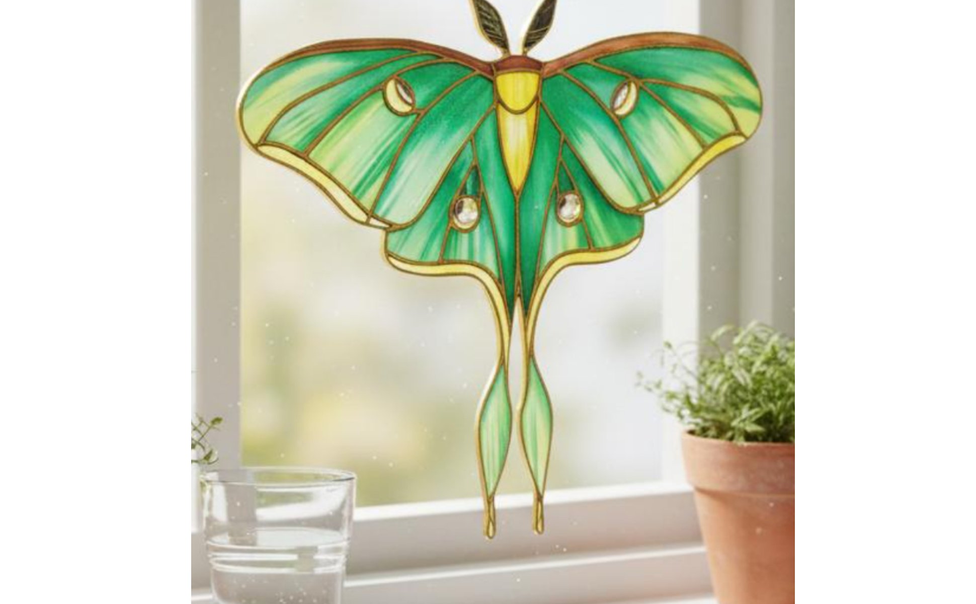 Butterfly Blossom Suncatcher Light Catching Luna Moth Suncatcher for Gardeners