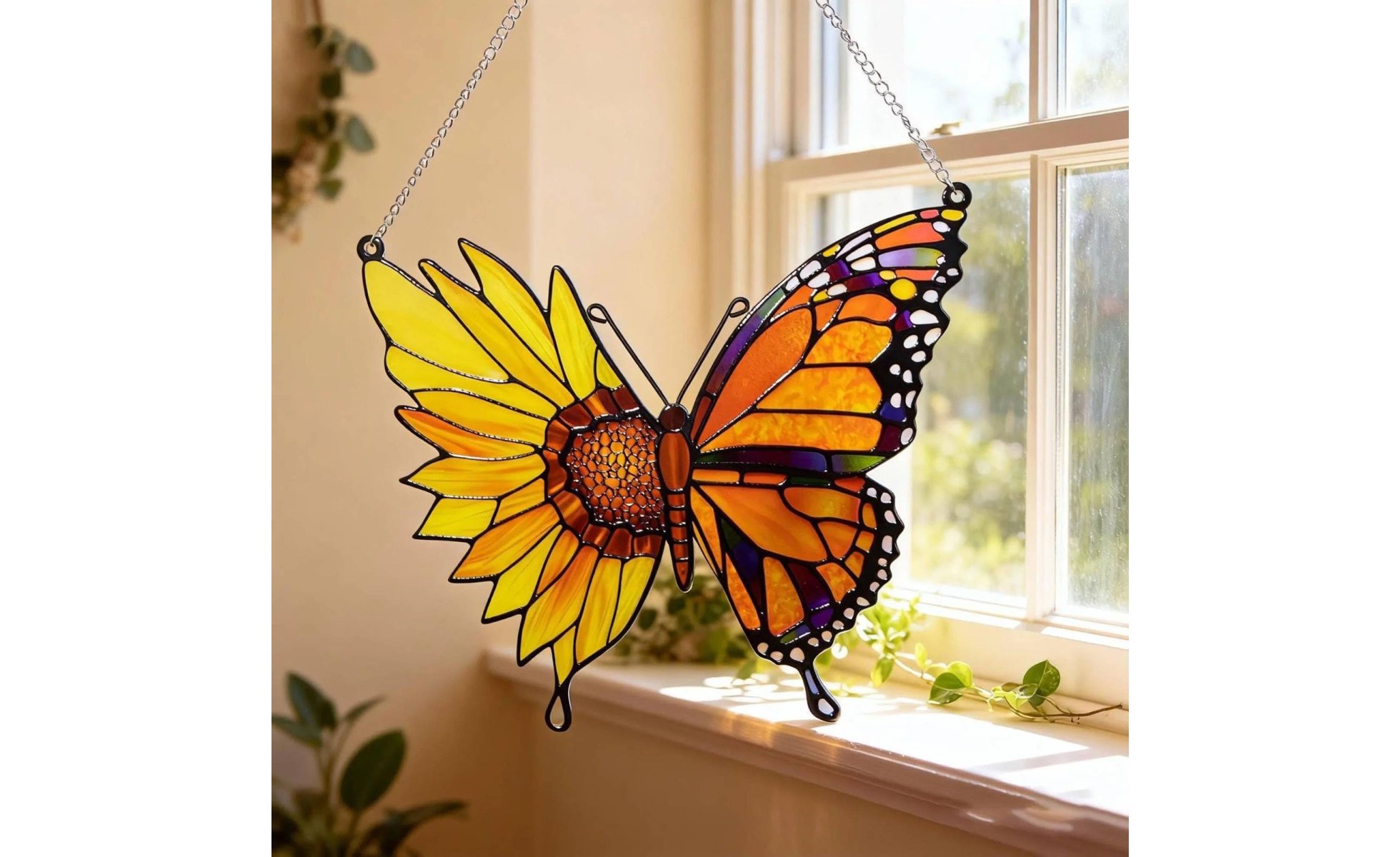 Butterfly Blossom Suncatcher Light Catching Luna Moth Suncatcher for Gardeners