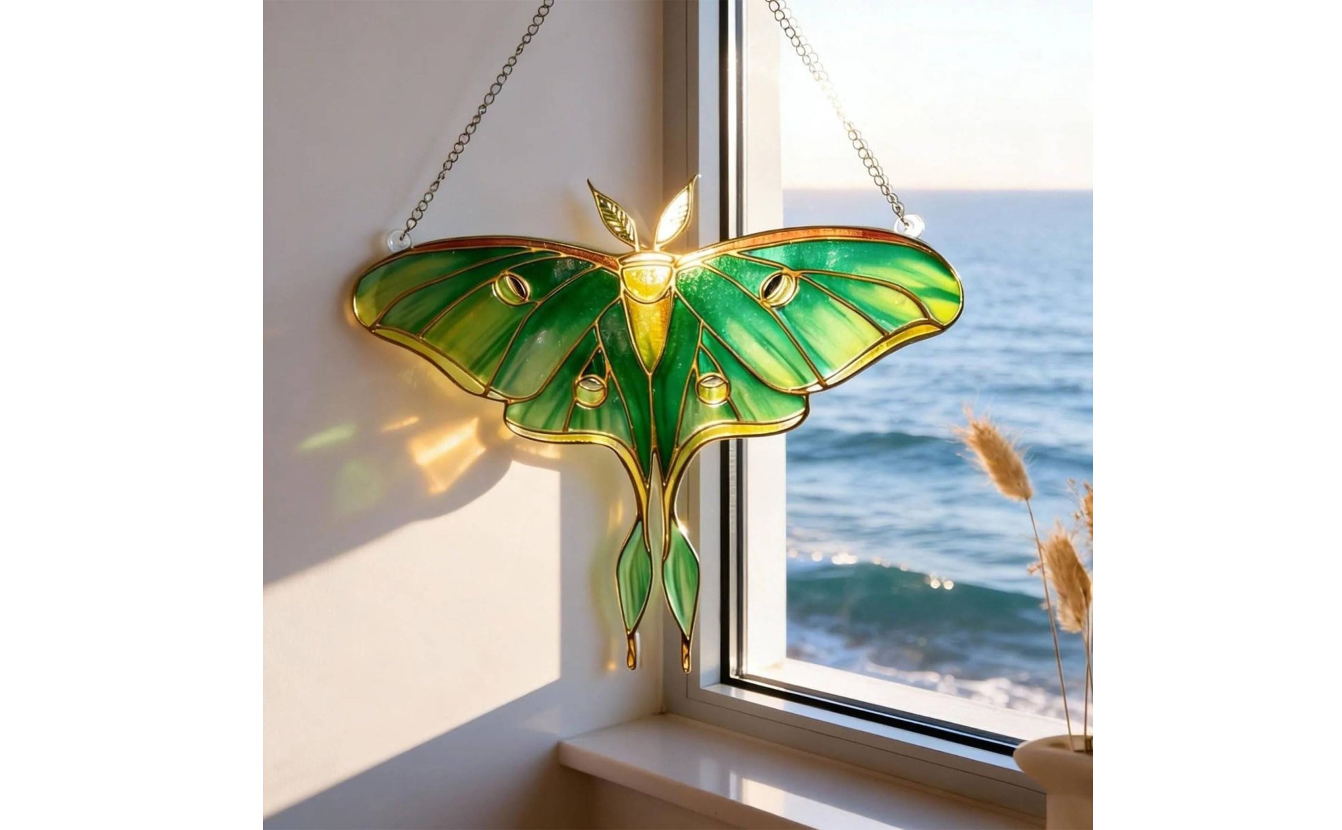 Butterfly Blossom Suncatcher Light Catching Luna Moth Suncatcher for Gardeners