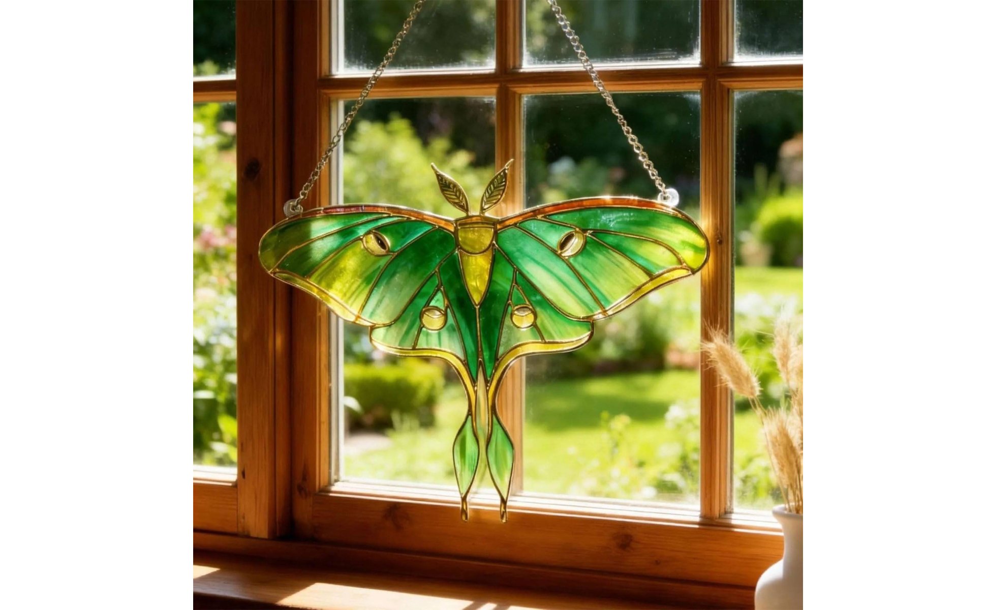 Butterfly Blossom Suncatcher Light Catching Luna Moth Suncatcher for Gardeners