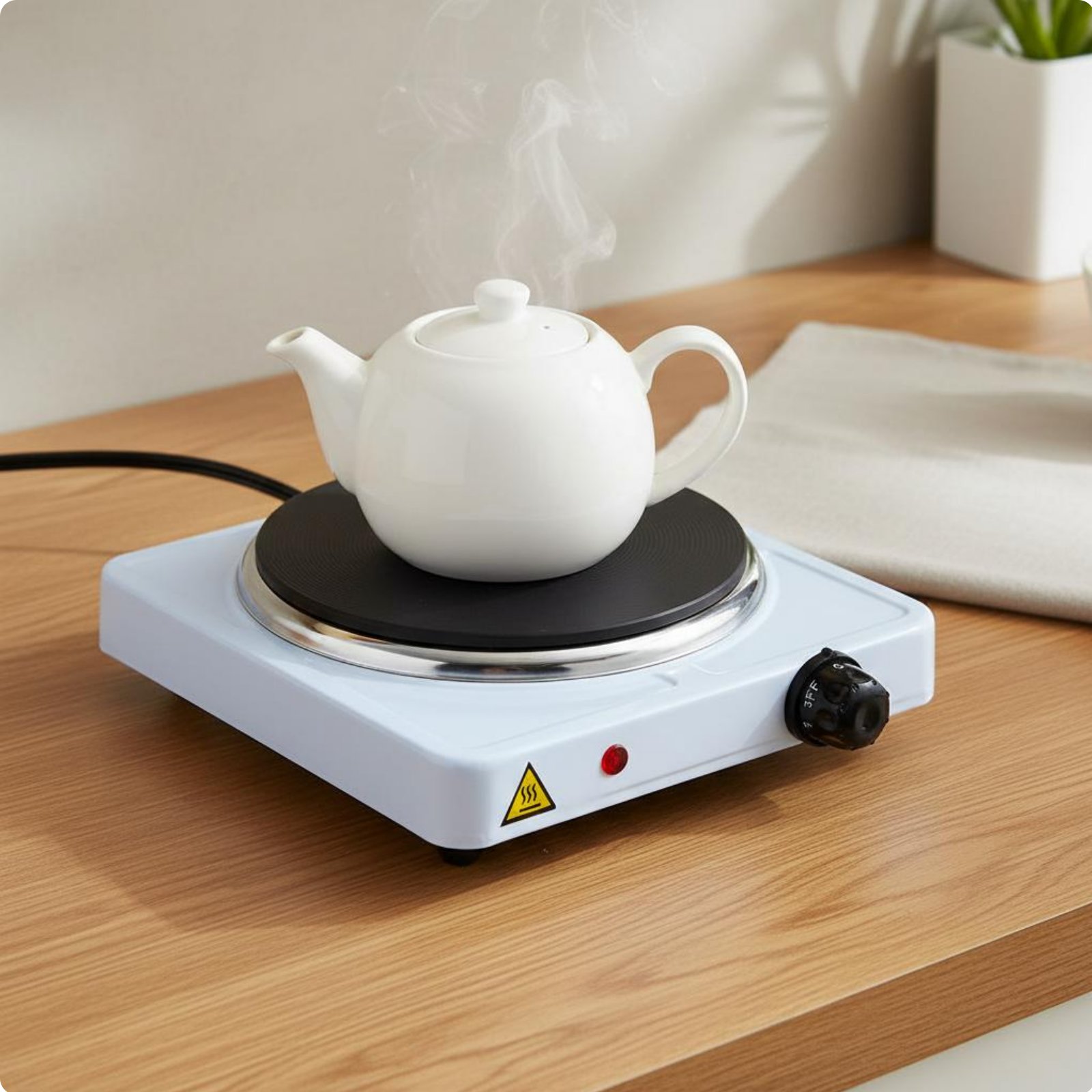 Portable Electric Hot Plate Non-Slip Feet Single Burner Hot Plate for