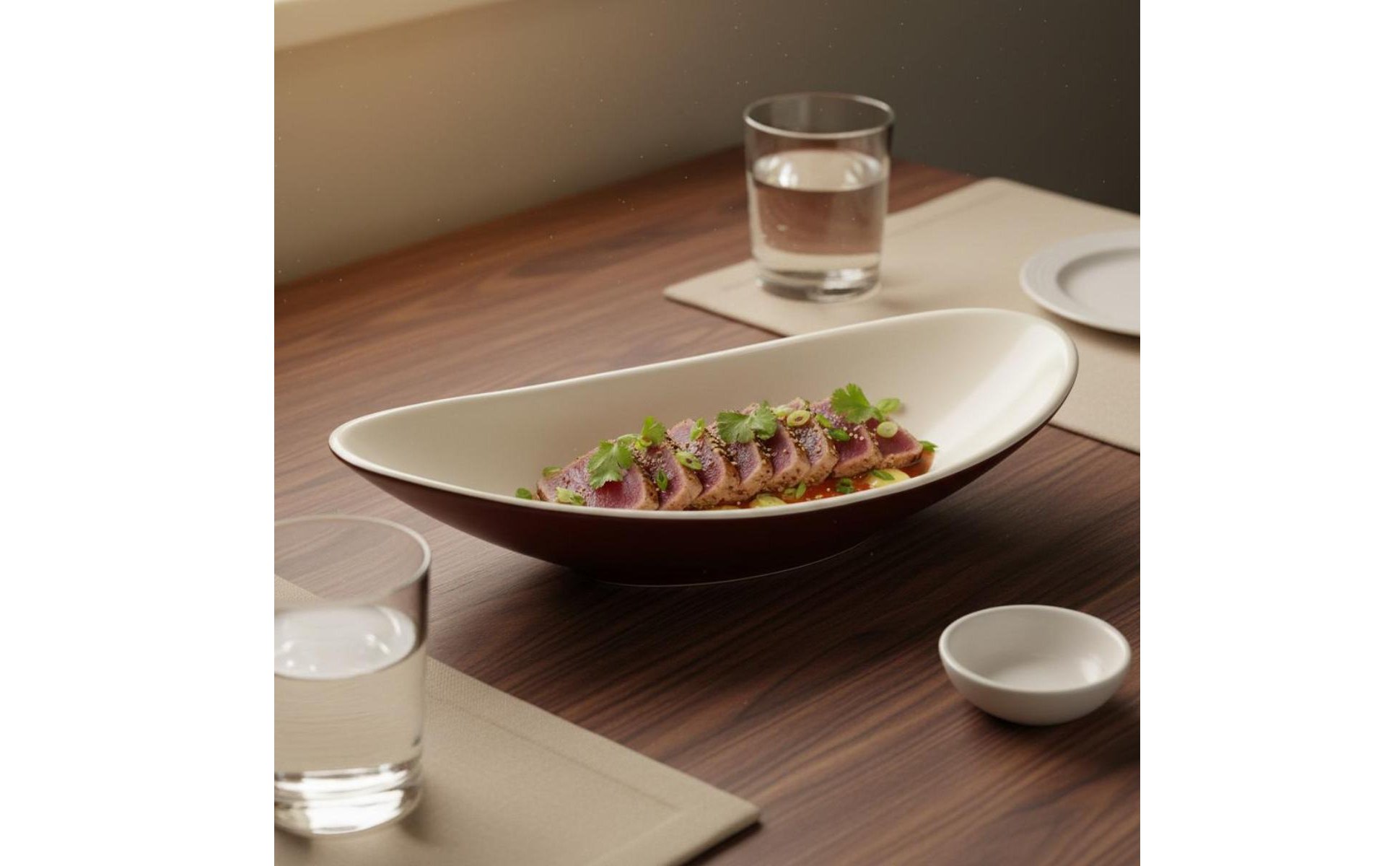 Piatto a Forma di Barca Simil-Porcellana Vassoio per Sashimi Durevole per Buffet
