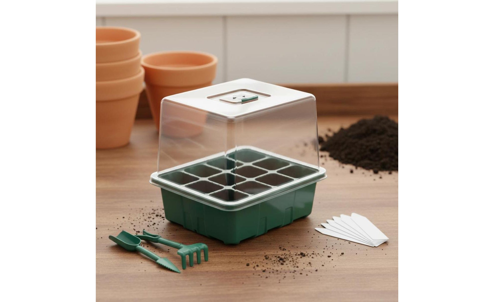 12 Cell Seedling Tray High Clarity Lid 12 Cell Plant Germination Tray