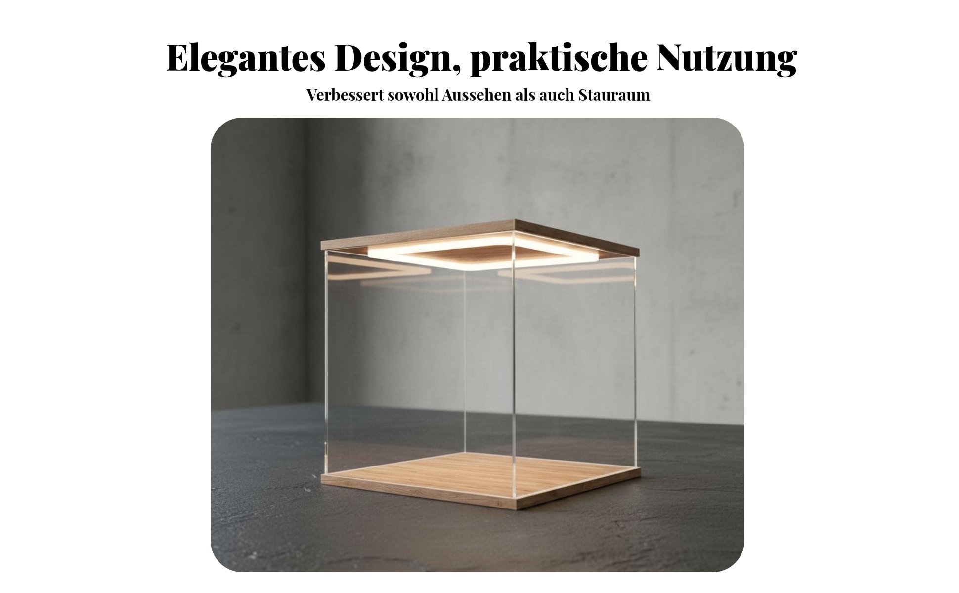 Acryl-Vitrine mit Beleuchtung Stapelbar LED Schaukasten für Figuren Staubdicht
