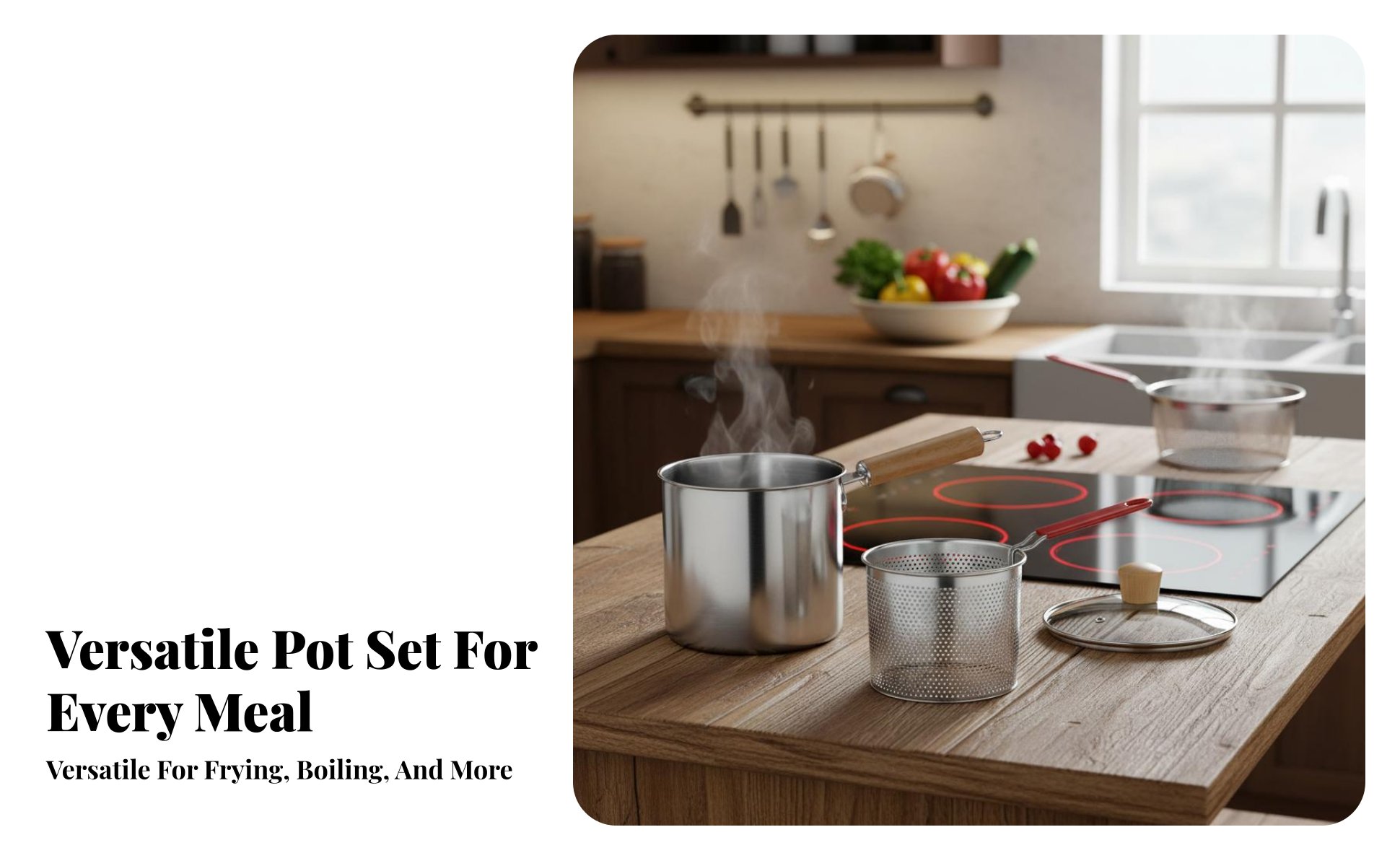 Deep Fryer Pot with Basket Multi-Purpose Stainless Steel Fryer Pot Easy to Clean