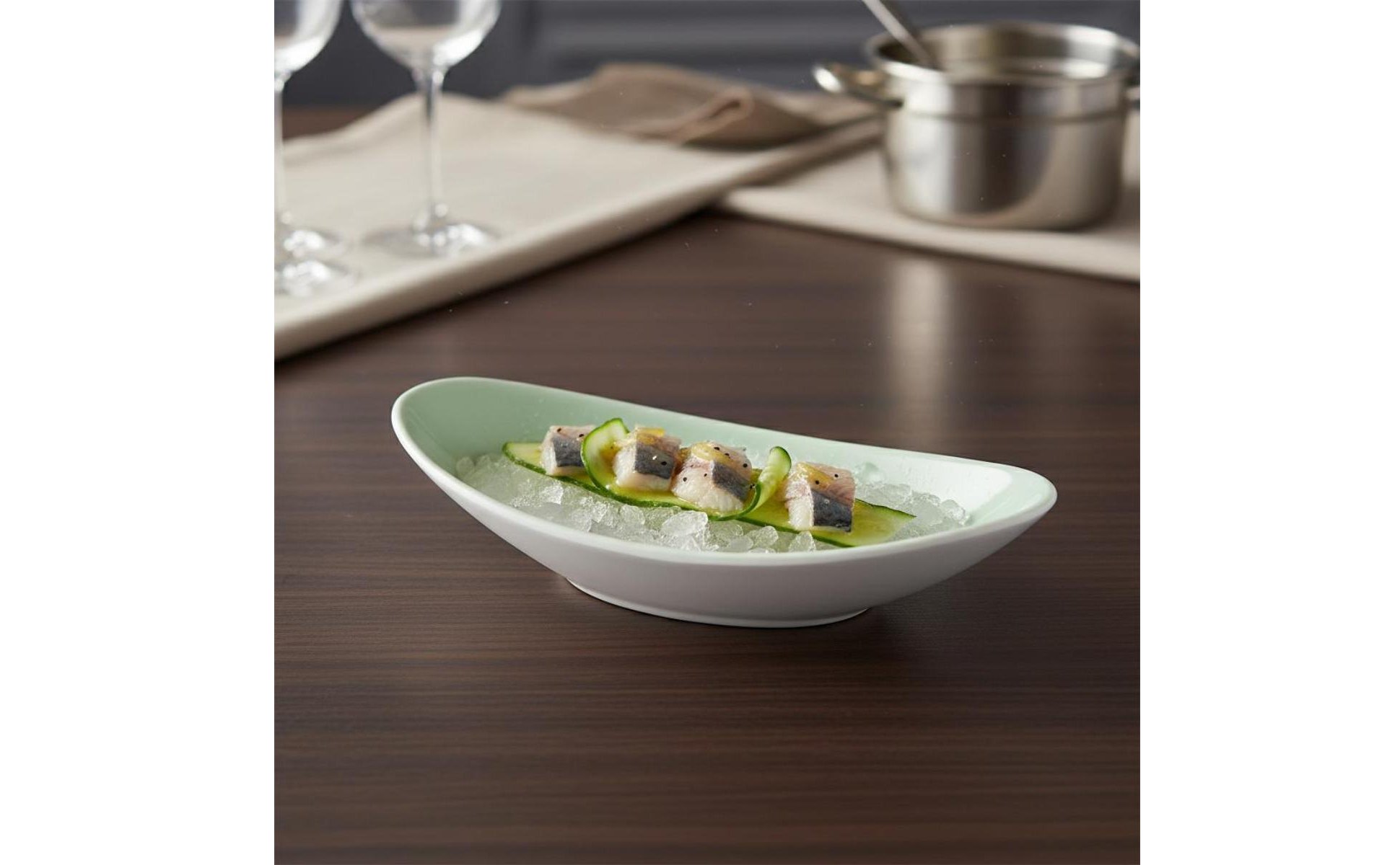 Piatto a Forma di Barca Simil-Porcellana Vassoio per Sashimi Durevole per Buffet