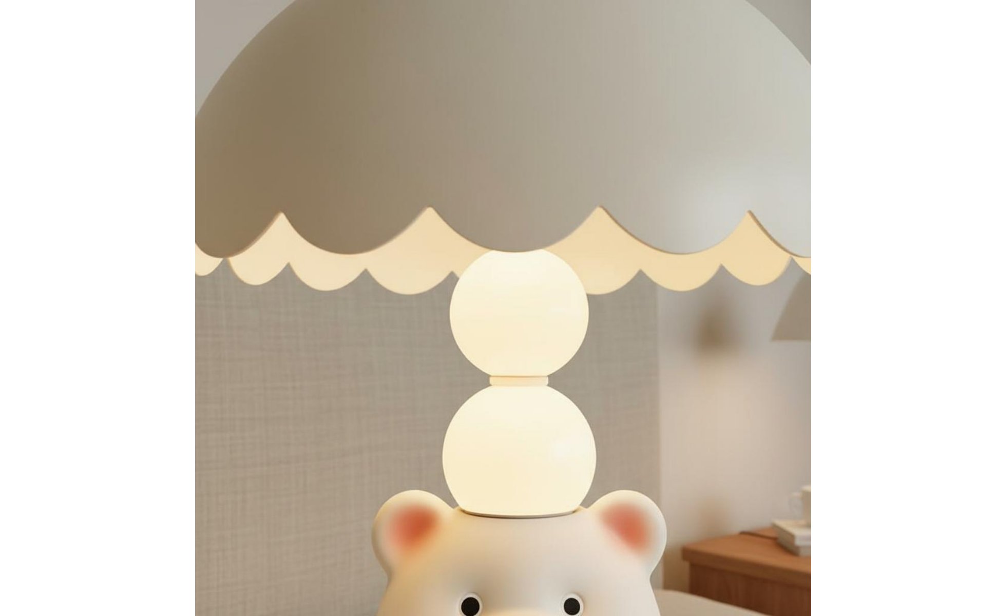 White Bear Table Lamp Press Control Bear Night Light Rechargeable for Bedroom