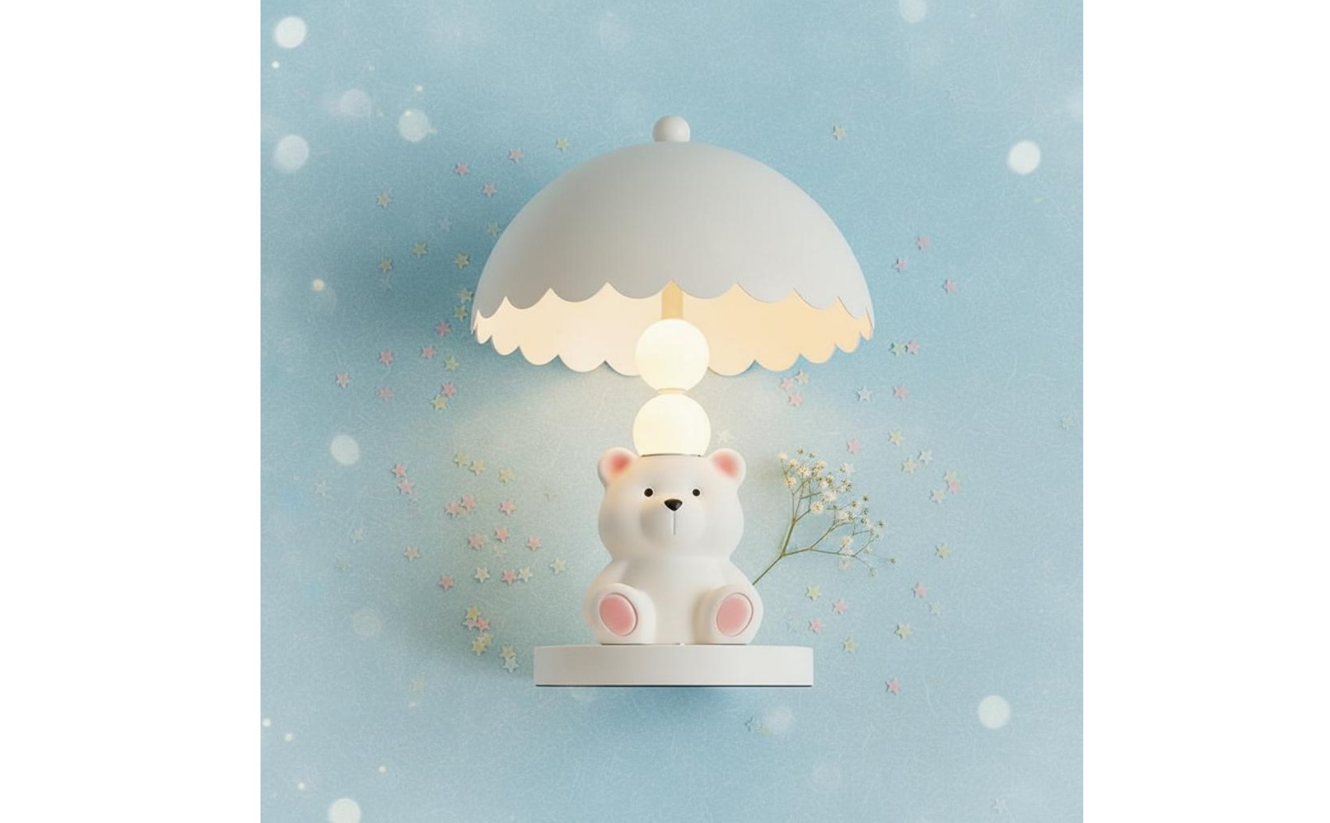White Bear Table Lamp Press Control Bear Night Light Rechargeable for Bedroom
