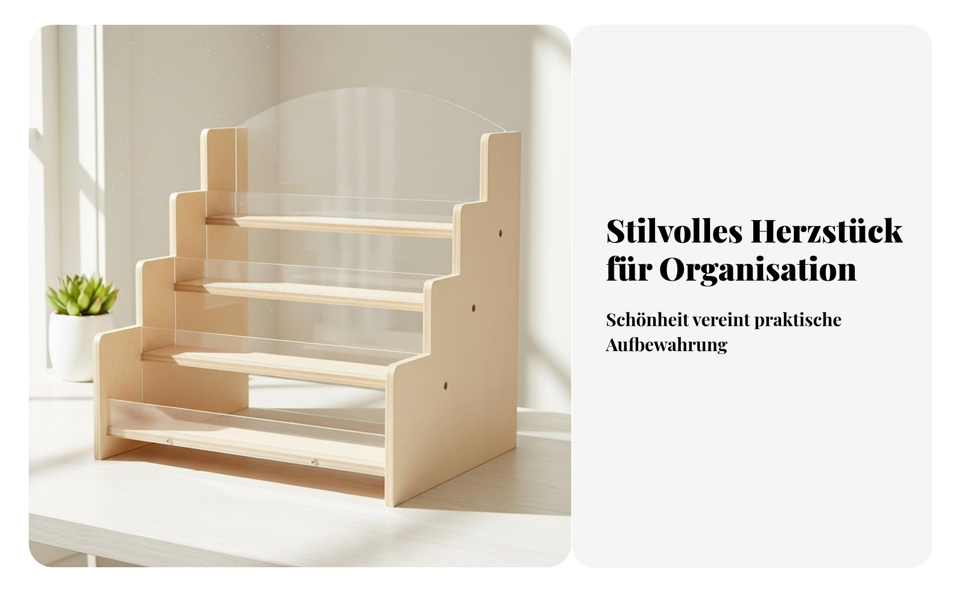 Grußkarten Display mit 4 Etagen Mehrstufiges Design Postkarten-Display aus Holz