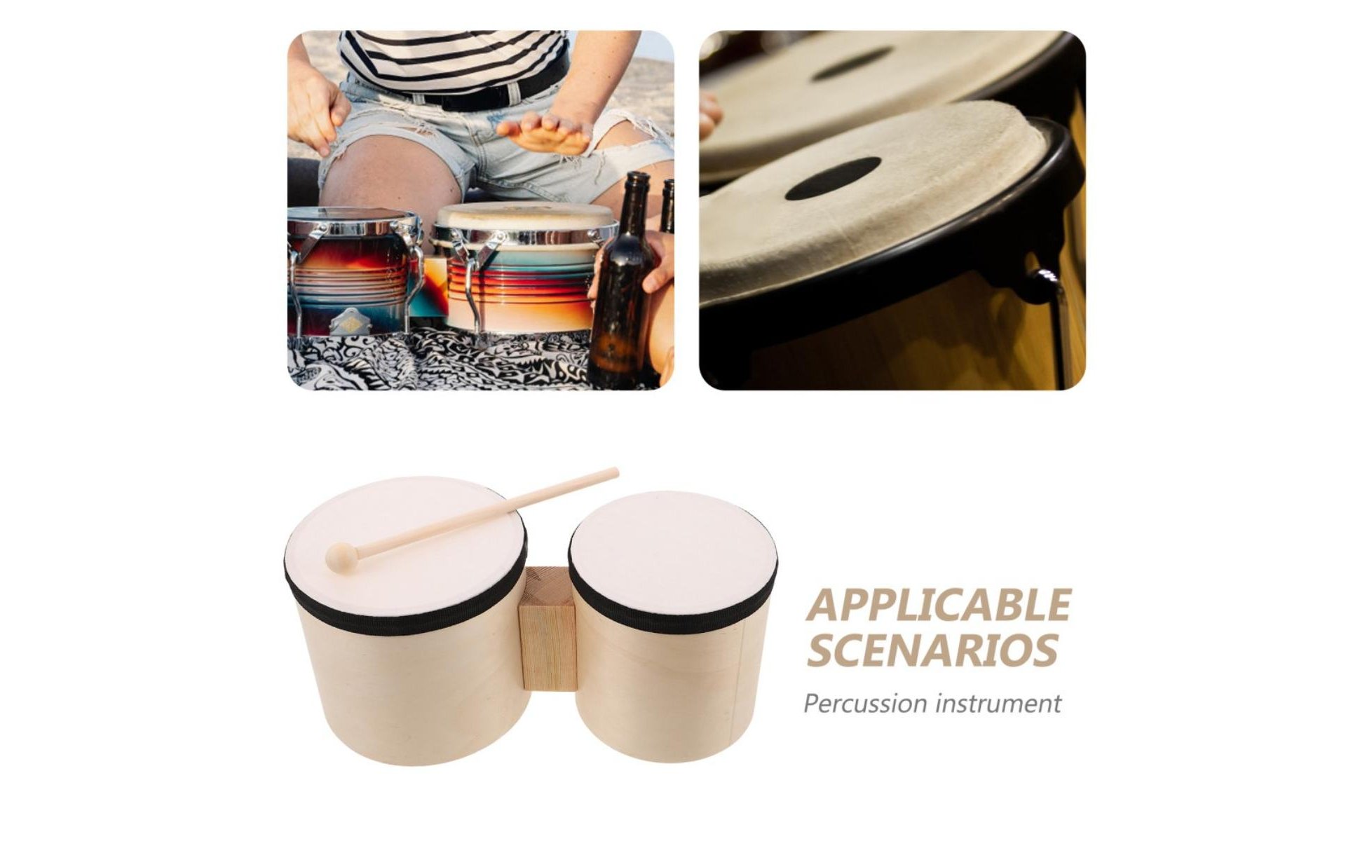 Bongo Drum Set Early Education Tool Percussion Instrument Easy to Learn