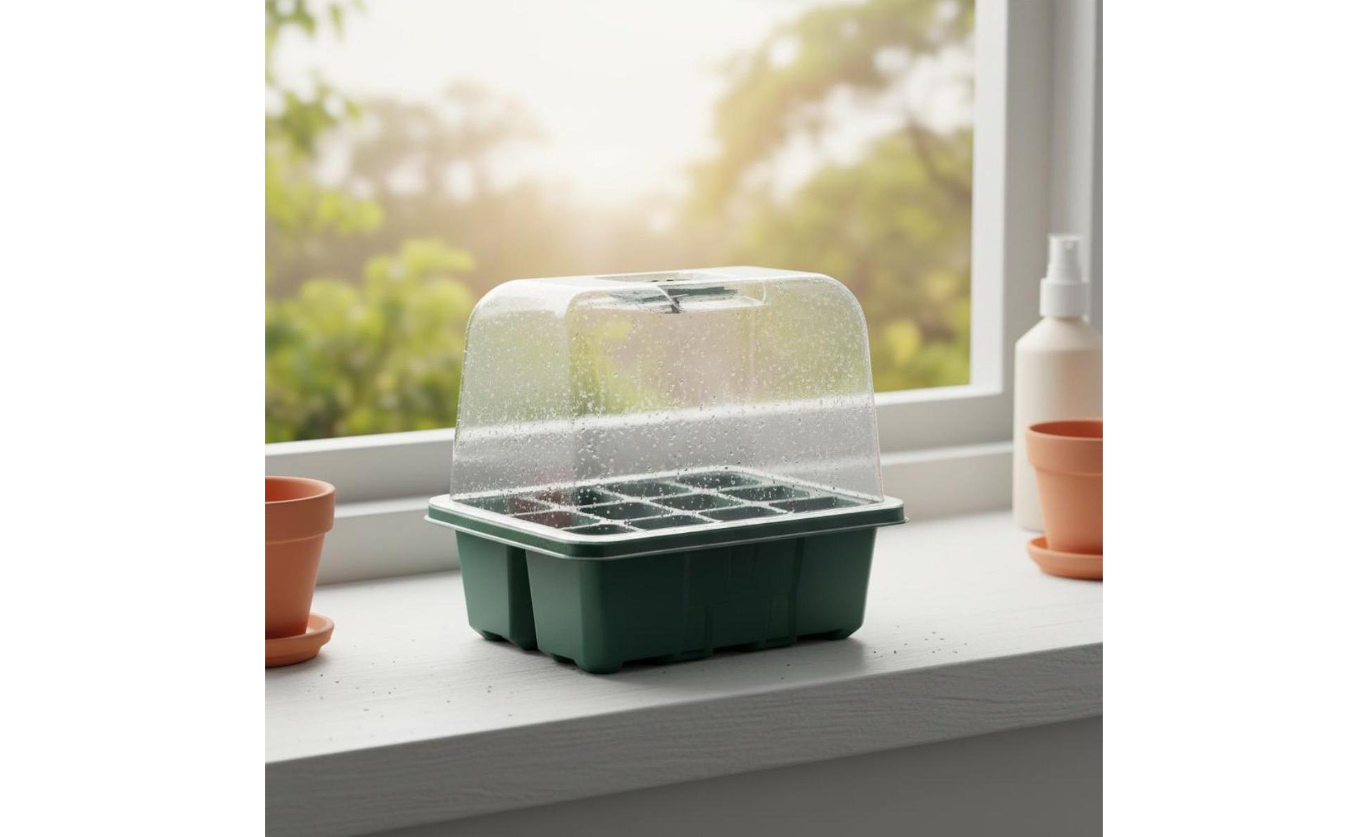 12 Cell Seedling Tray High Clarity Lid 12 Cell Plant Germination Tray