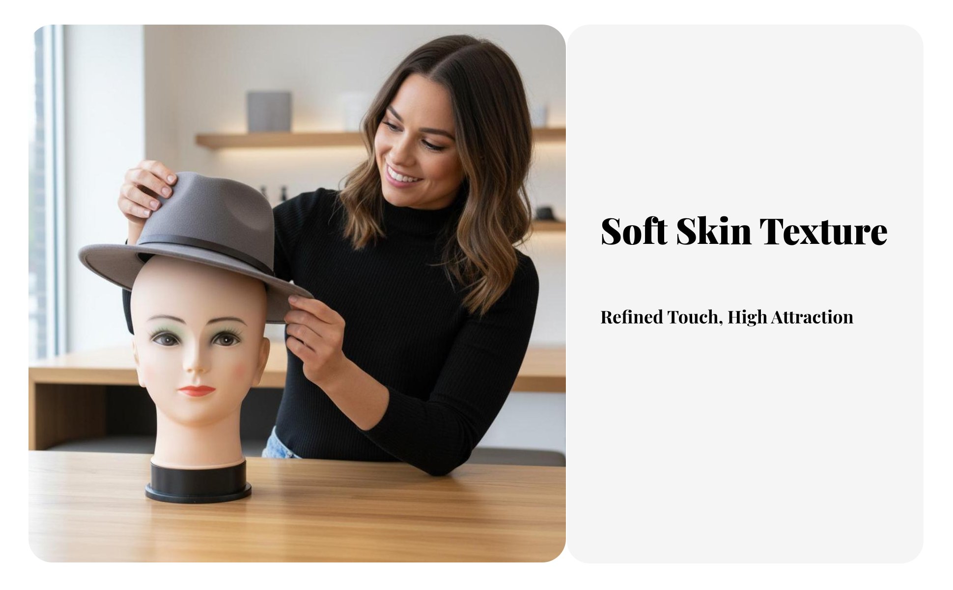 Mannequin Head Long-Lasting Material Bald Mannequin Head Multi-Purpose