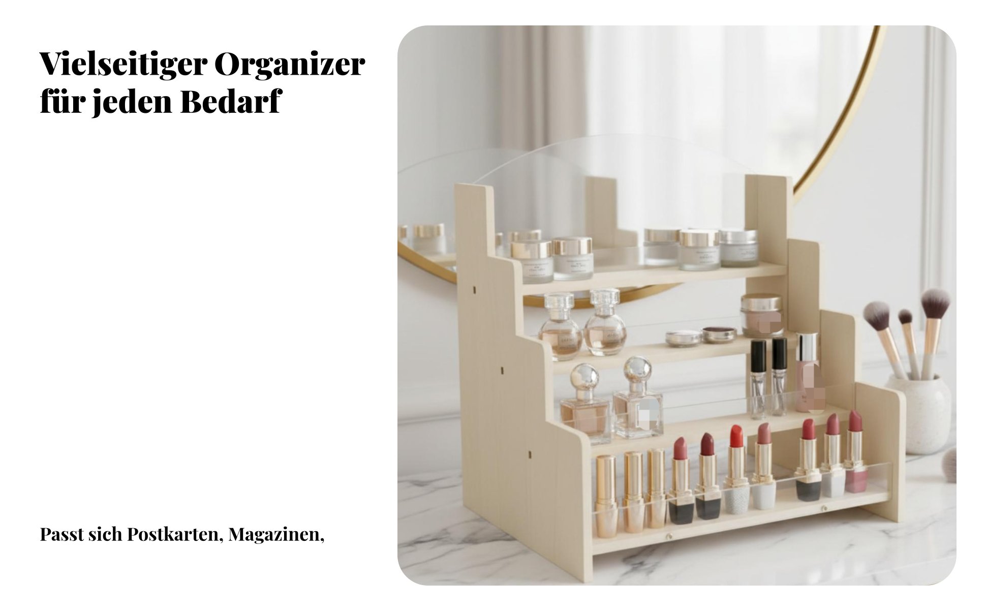Grußkarten Display mit 4 Etagen Mehrstufiges Design Postkarten-Display aus Holz