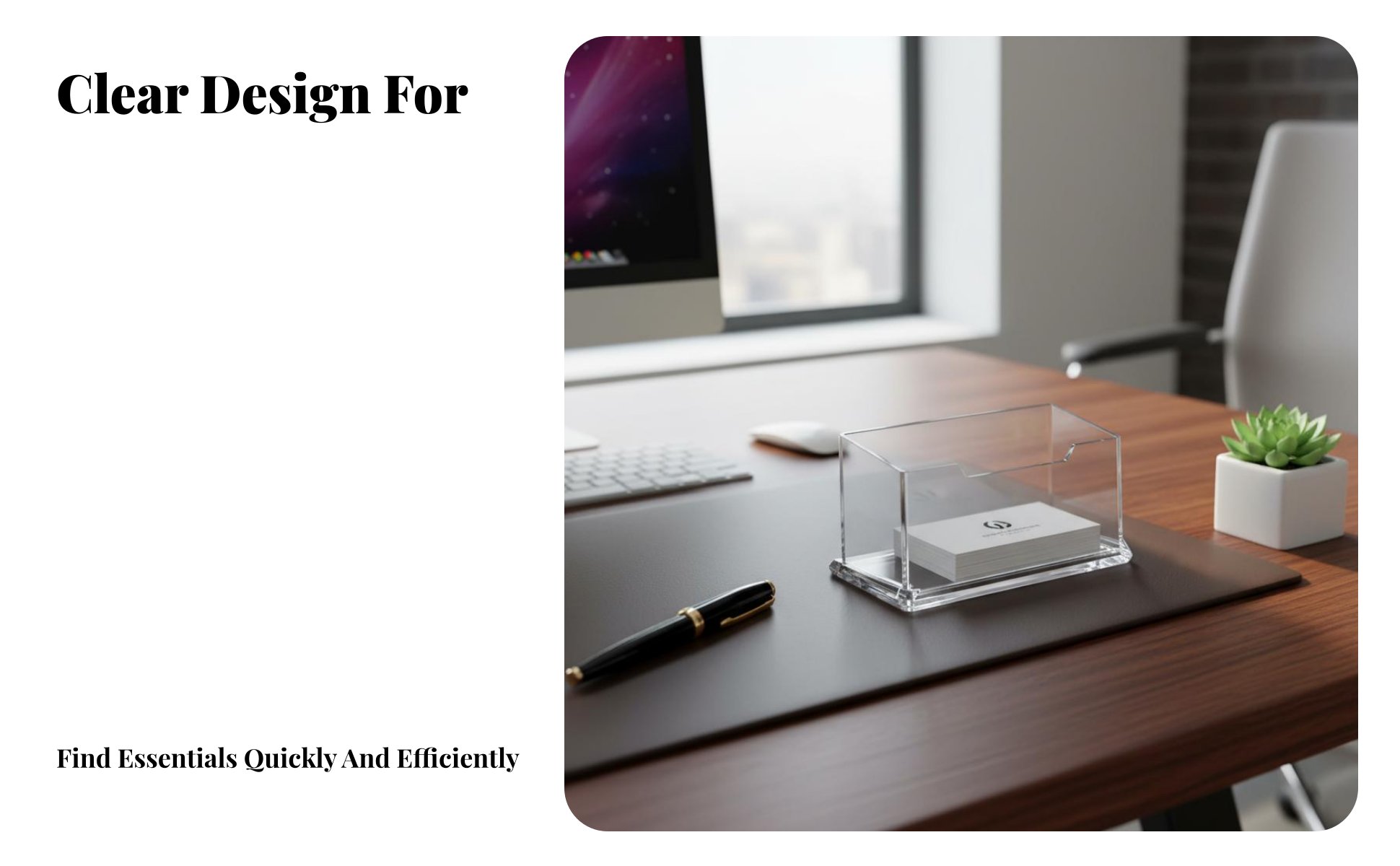 Business Card Holder Transparent Design Clear Card Organizer Polished Edges