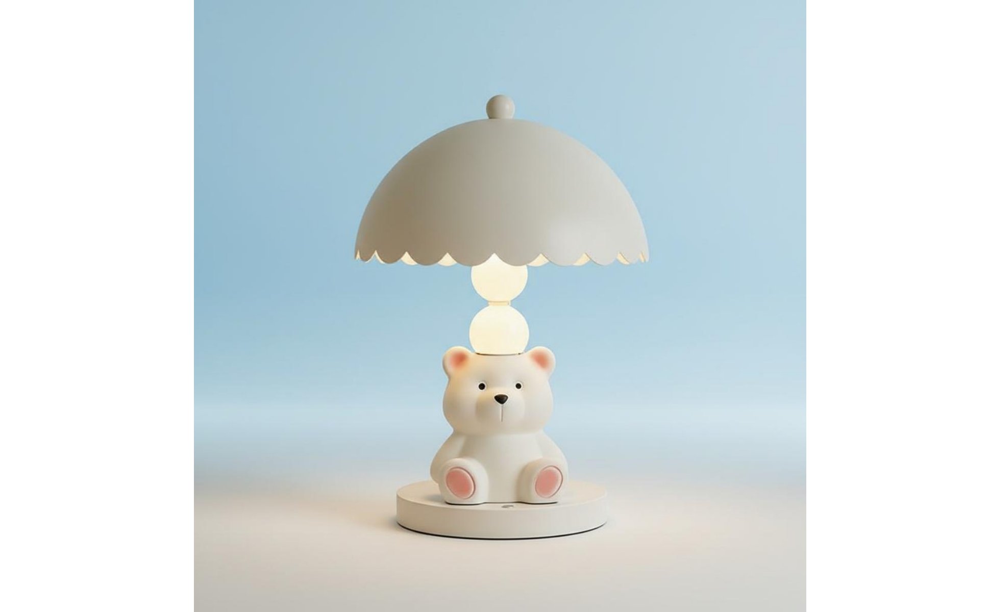 White Bear Table Lamp Press Control Bear Night Light Rechargeable for Bedroom