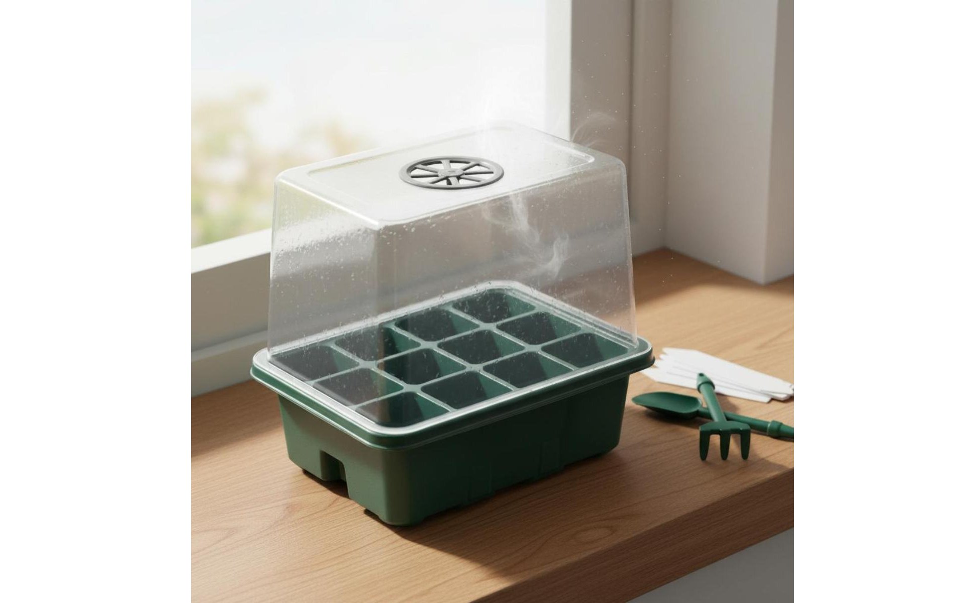 12 Cell Seedling Tray High Clarity Lid 12 Cell Plant Germination Tray