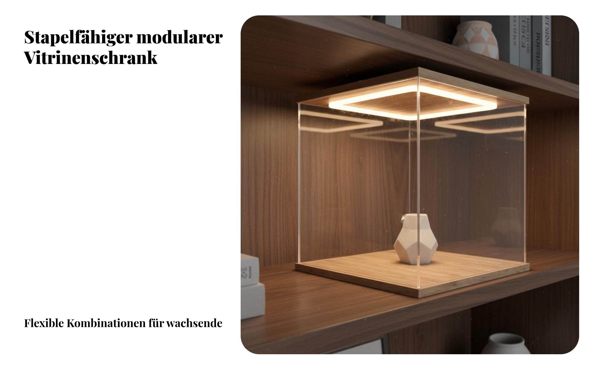 Acryl-Vitrine mit Beleuchtung Stapelbar LED Schaukasten für Figuren Staubdicht