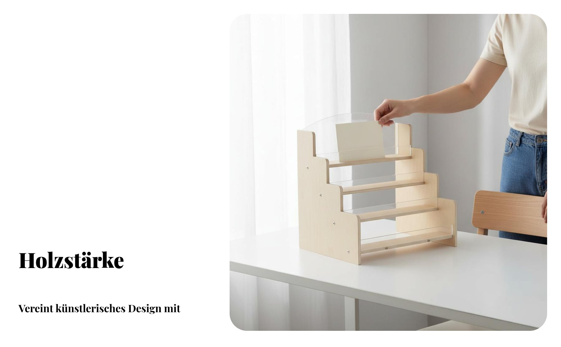 Grußkarten Display mit 4 Etagen Mehrstufiges Design Postkarten-Display aus Holz