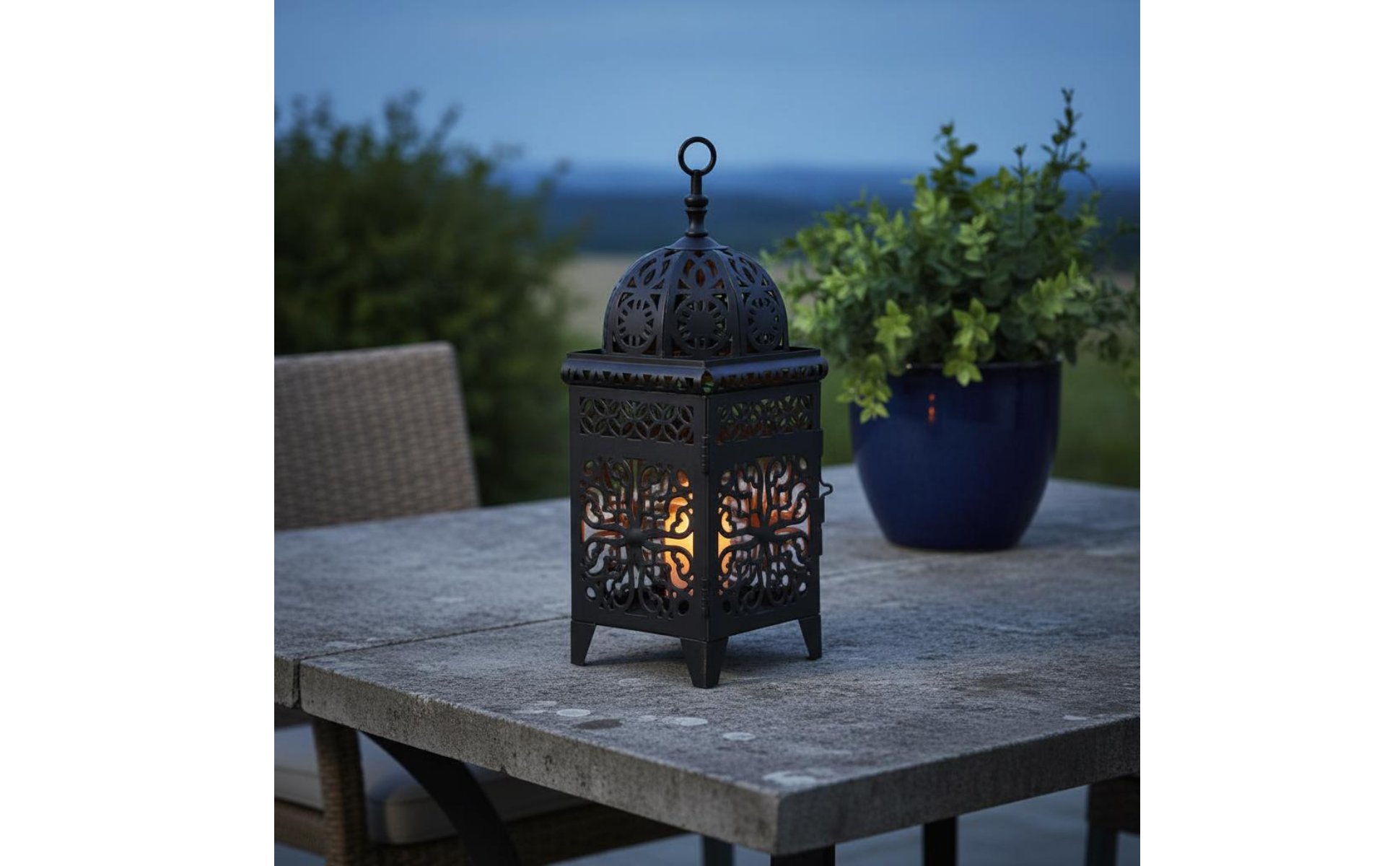 Moroccan Design Lantern Windproof Wrought Iron Candle Lantern Exotic Atmosphere