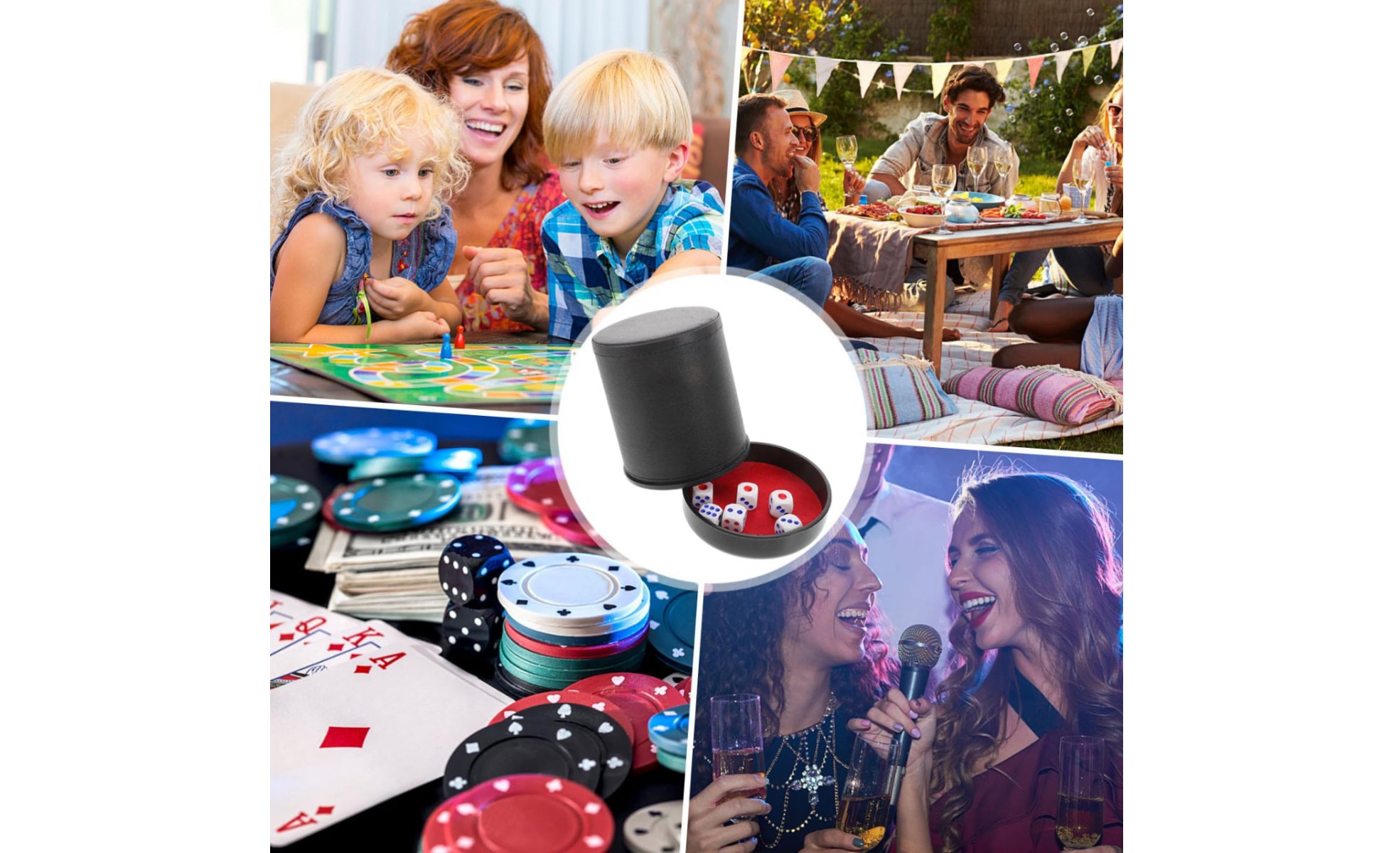 PU Leather Dice Cup Set Long-Lasting Construction for Bar Entertainment, Parties