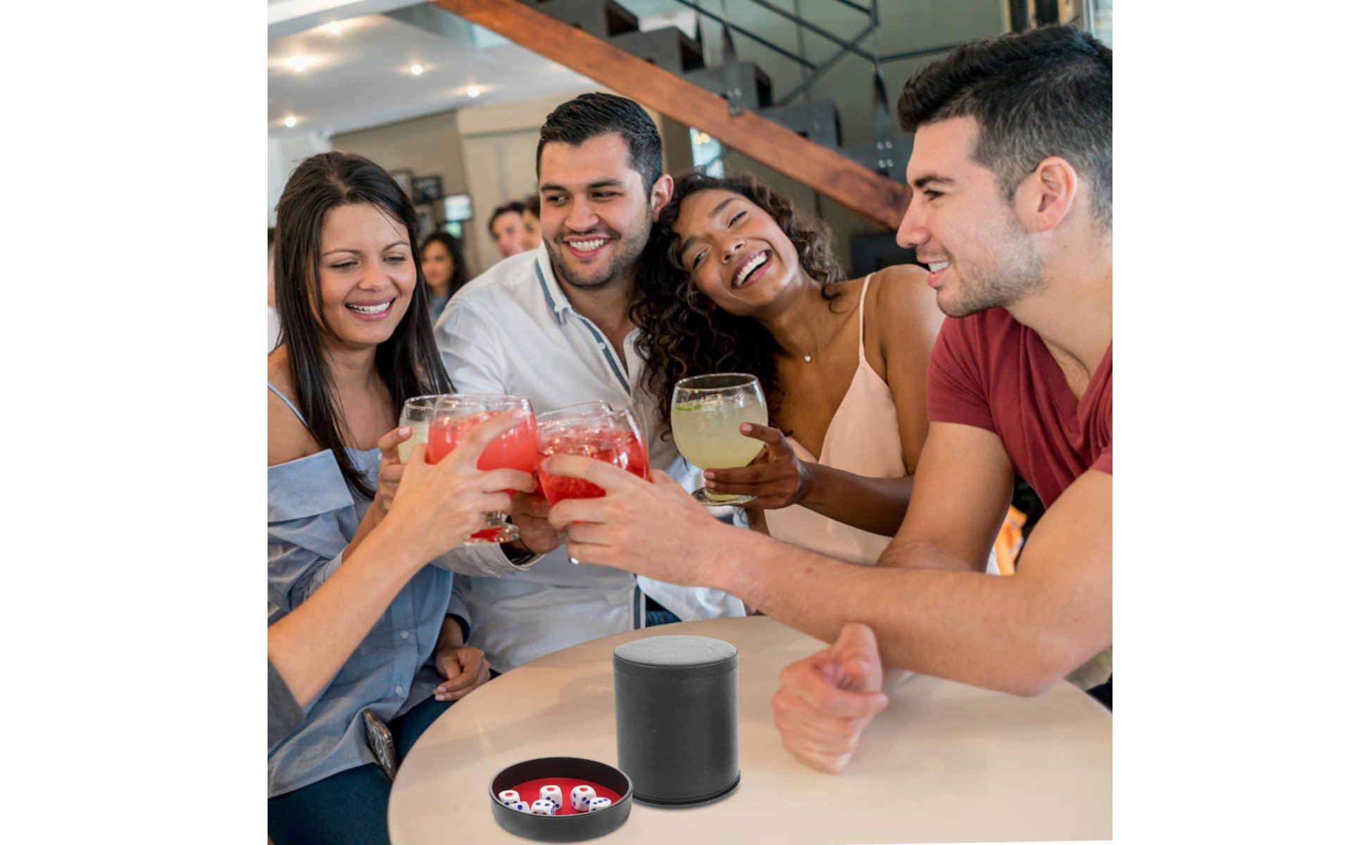 PU Leather Dice Cup Set Long-Lasting Construction for Bar Entertainment, Parties