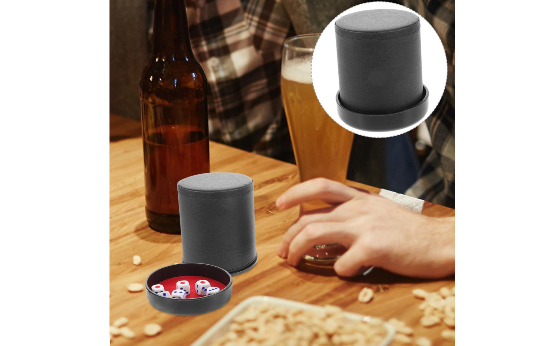 PU Leather Dice Cup Set Long-Lasting Construction for Bar Entertainment, Parties
