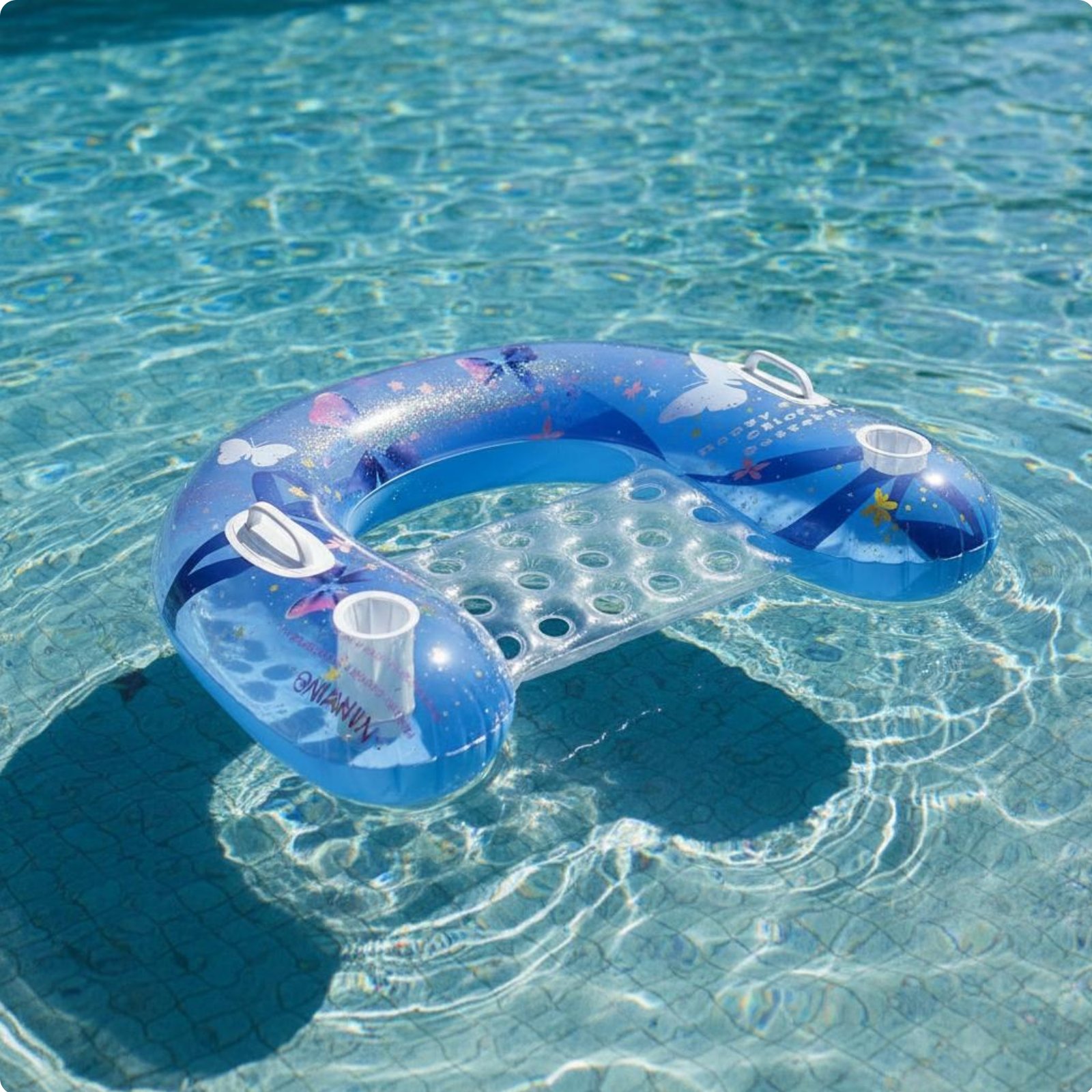 Inflatable Pool Chair Portable Inflatable Pool Chair with Cup Holders for