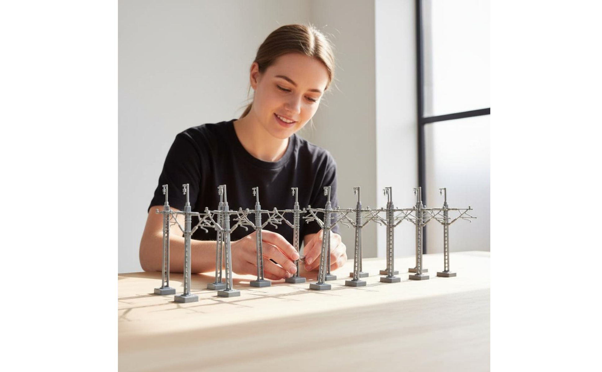 12 Pieces Model Railway Catenary Mast Realistic Intricate for Dioramas