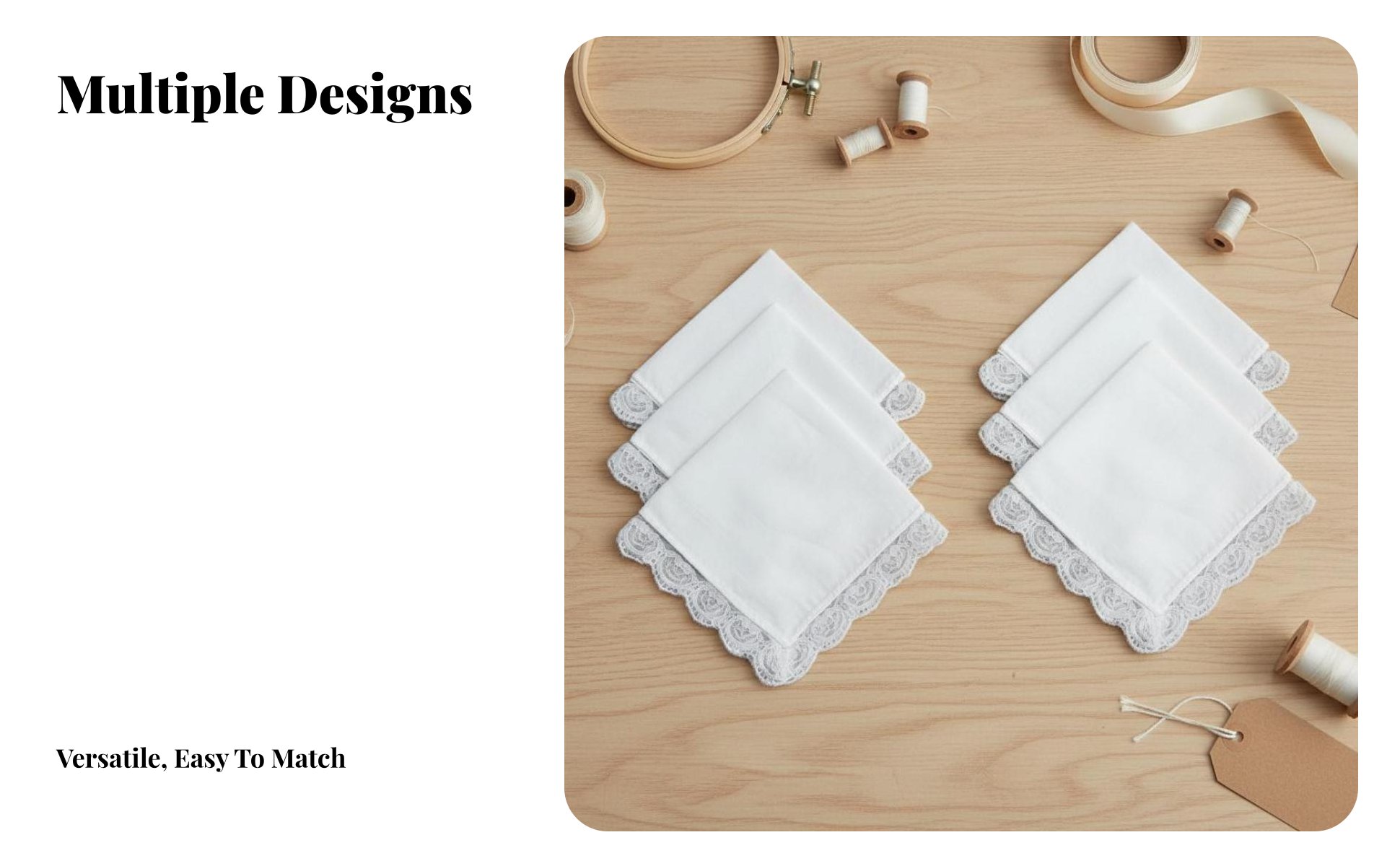 6 Pieces Wedding Handkerchief Elegant Design DIY Embroidery Handkerchief