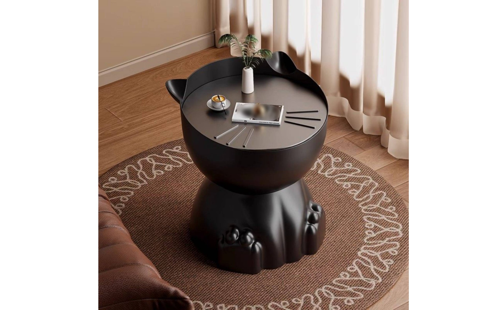 Cream Design Accent Table Space Saving Small Round Side Table Multi-Purpose