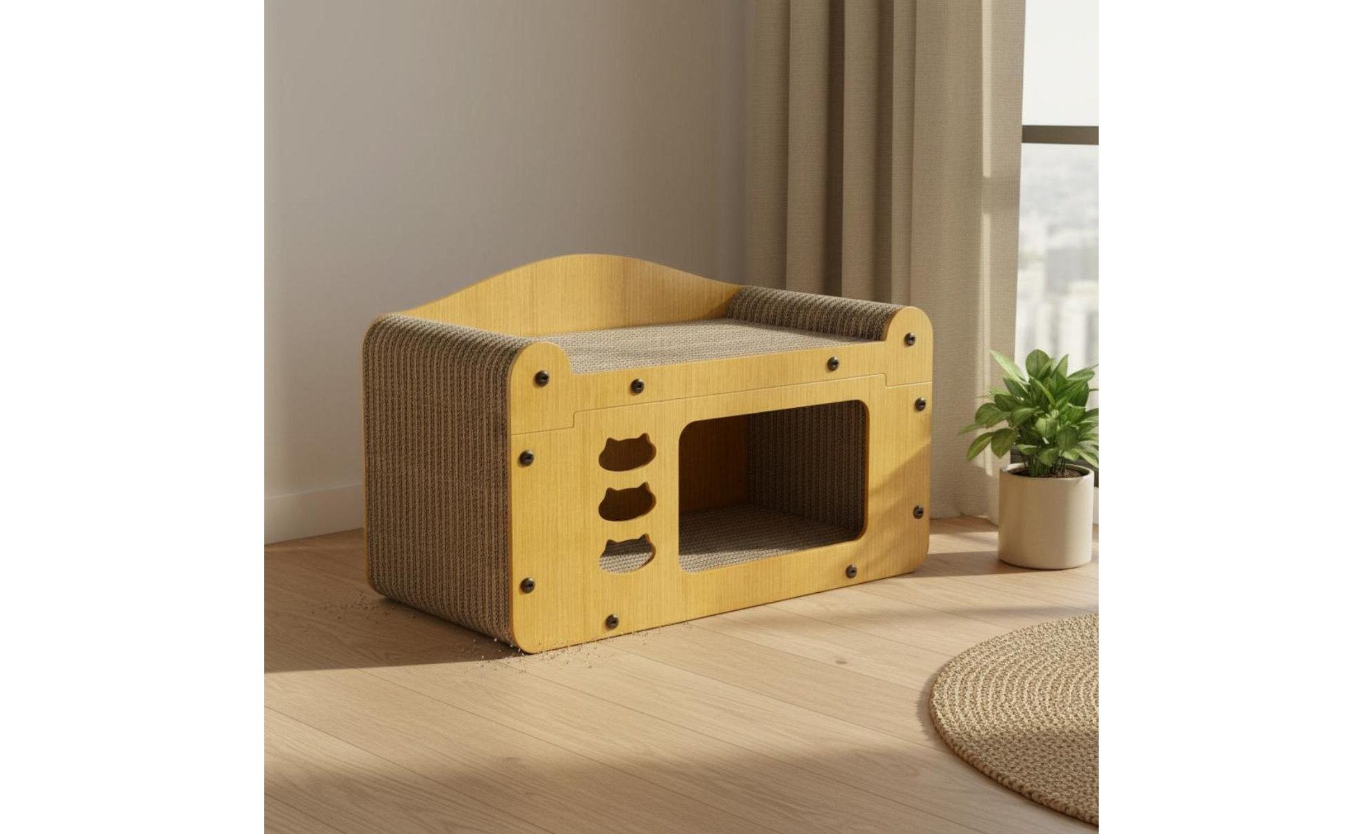 Cat Scratcher House Protects Furniture Corrugated Cat Condo Long-Lasting