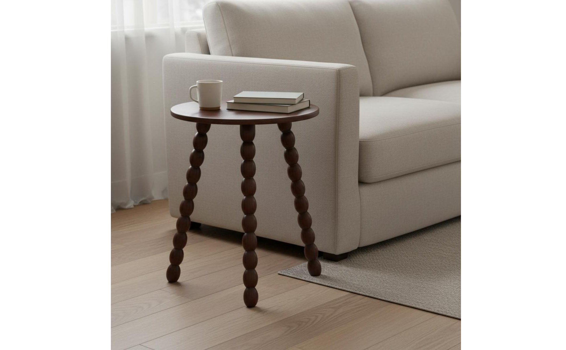 Table D'appoint Ronde En Bois Compact Table Basse à Pieds Pieds En Forme De