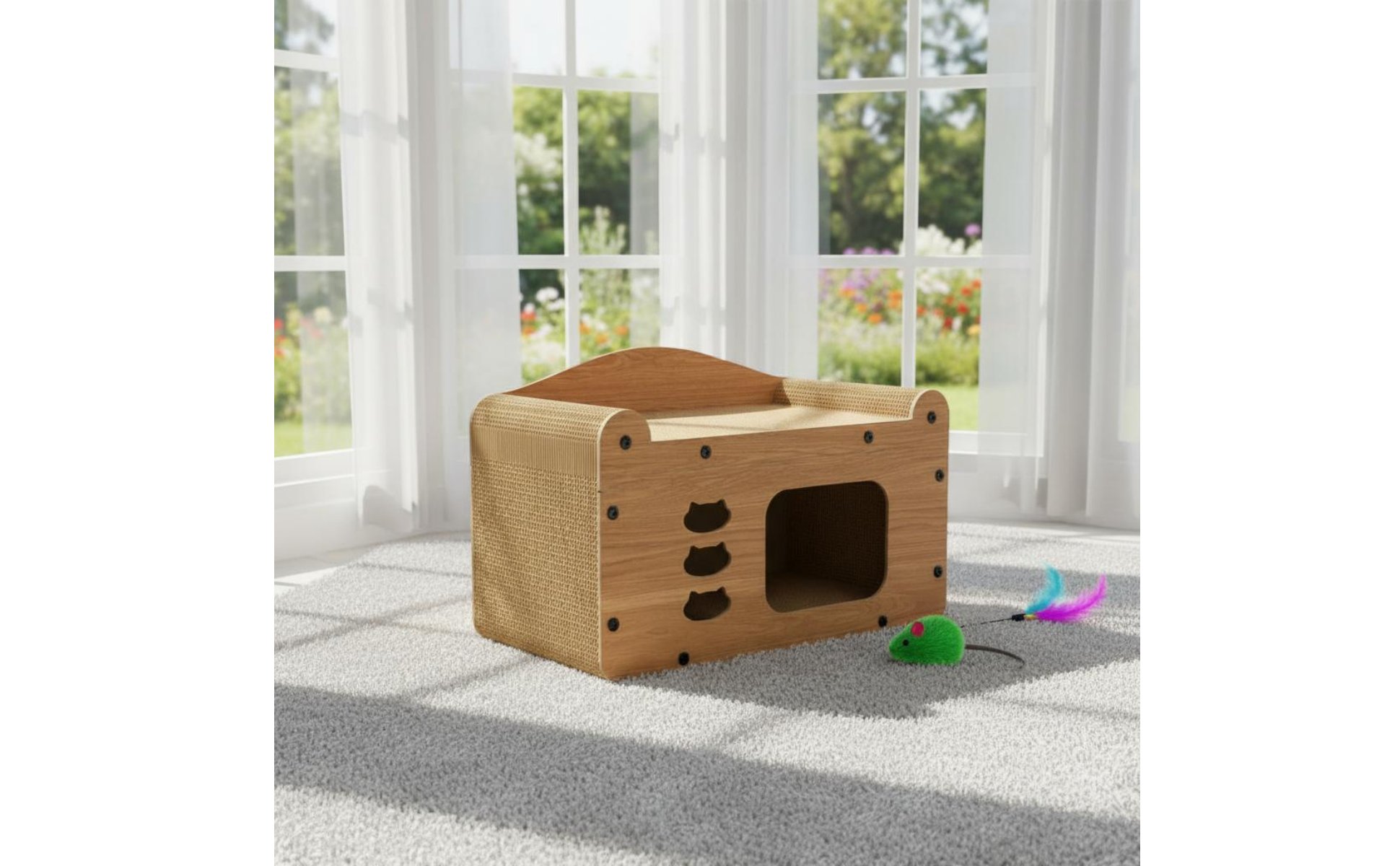 Cat Scratcher House Protects Furniture Corrugated Cat Condo Long-Lasting