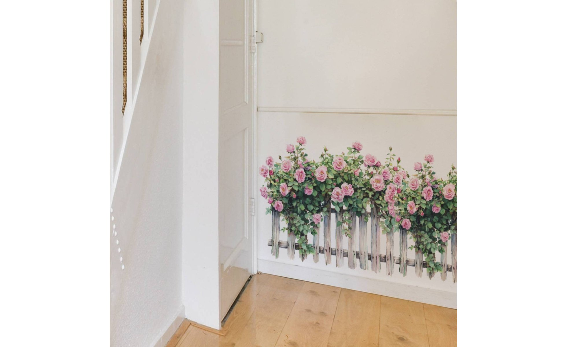 Flower Fence Wall Sticker Self Flower Fence Wall Decal Peel and Stick
