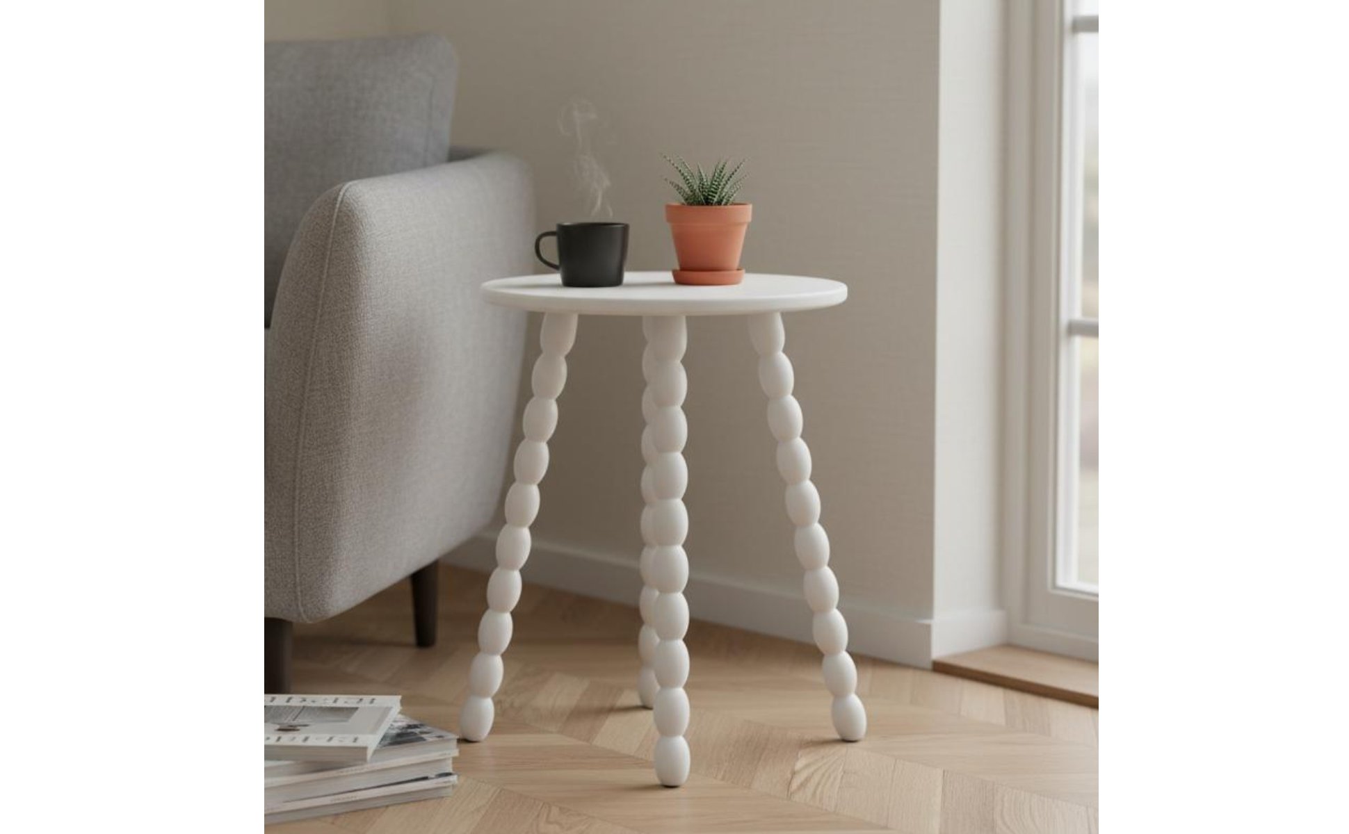 Table D'appoint Ronde En Bois Compact Table Basse à Pieds Pieds En Forme De