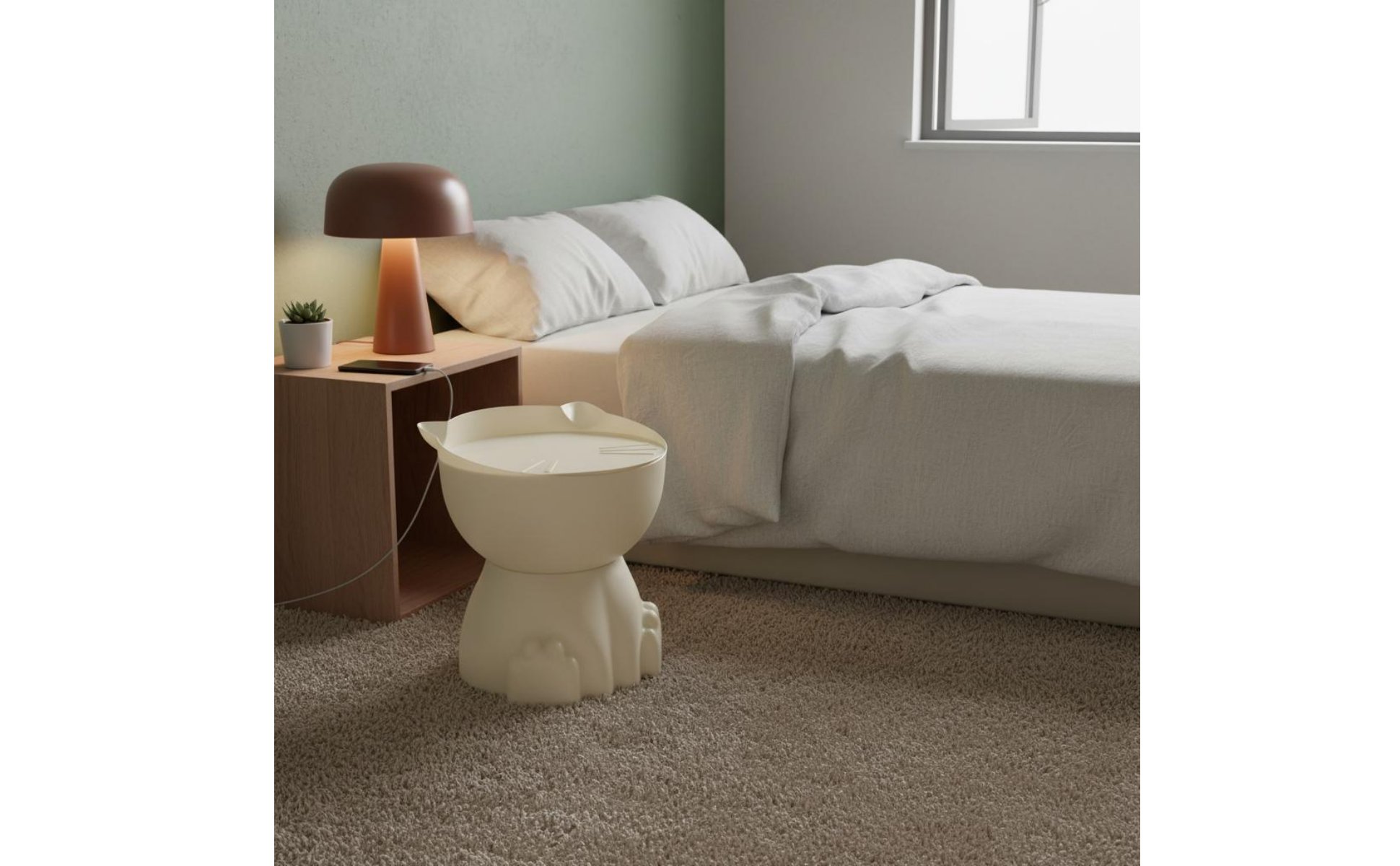Cream Design Accent Table Space Saving Small Round Side Table Multi-Purpose