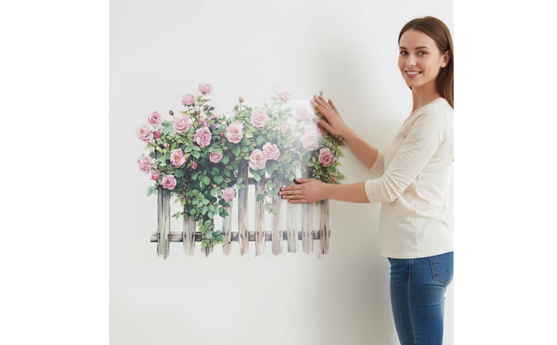 Flower Fence Wall Sticker Self Flower Fence Wall Decal Peel and Stick