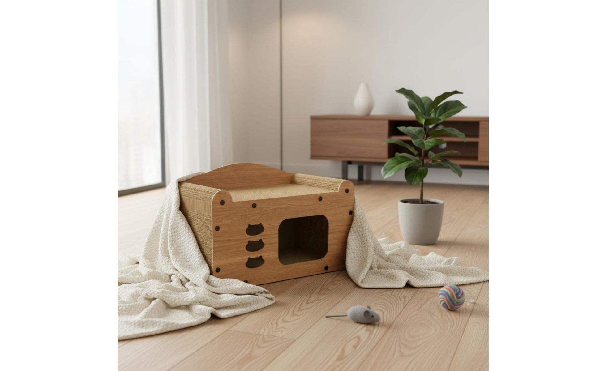 Cat Scratcher House Protects Furniture Corrugated Cat Condo Long-Lasting