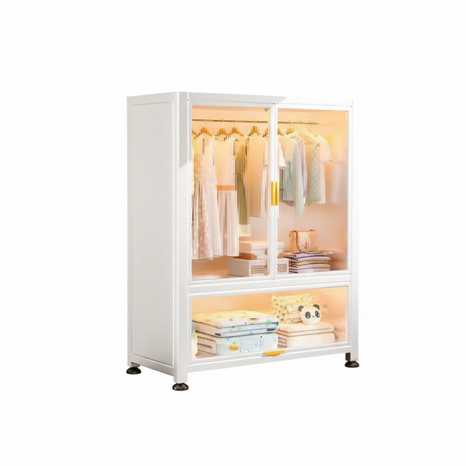 Dustproof Bedroom Wardrobe Easy Assembly Metal Wardrobe Cabinet Large Capacity