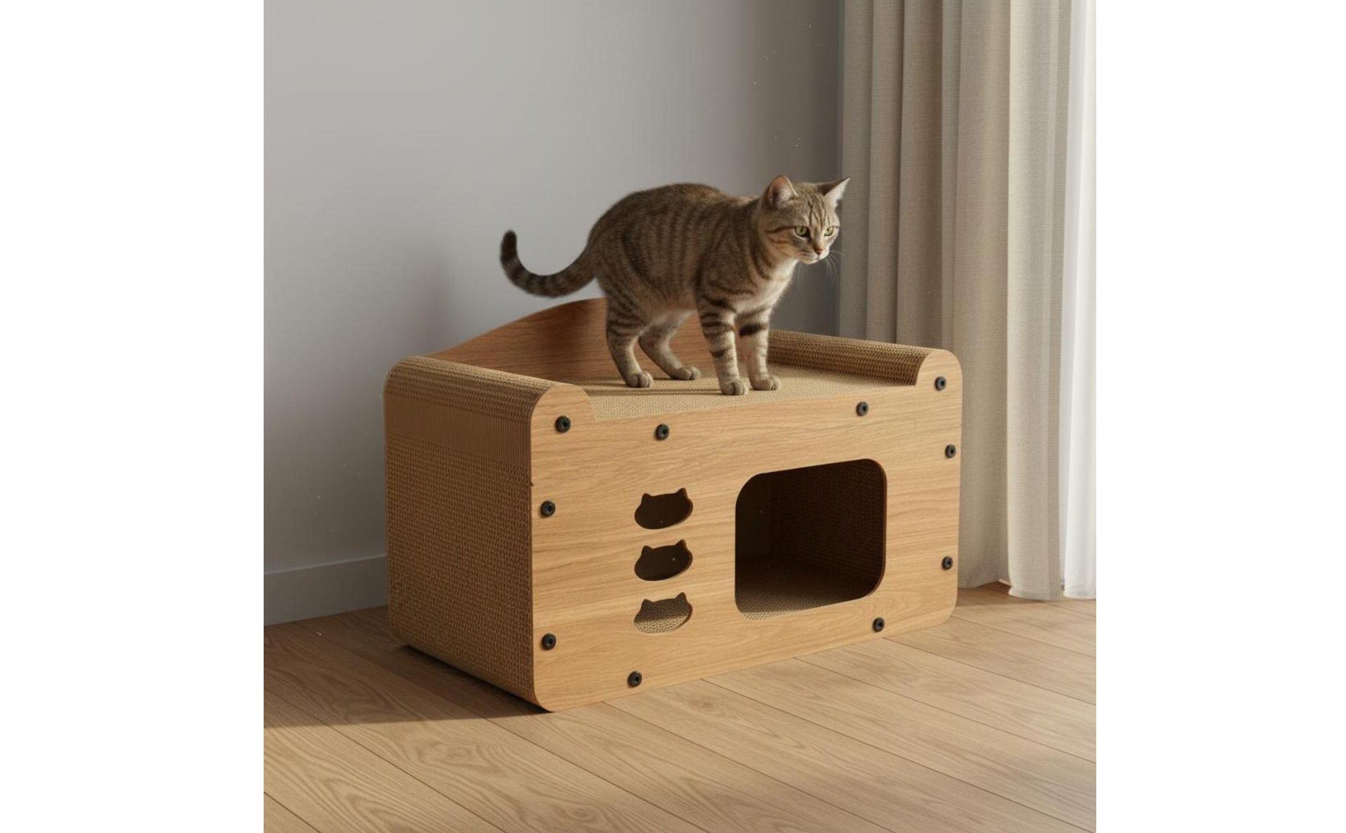 Cat Scratcher House Protects Furniture Corrugated Cat Condo Long-Lasting